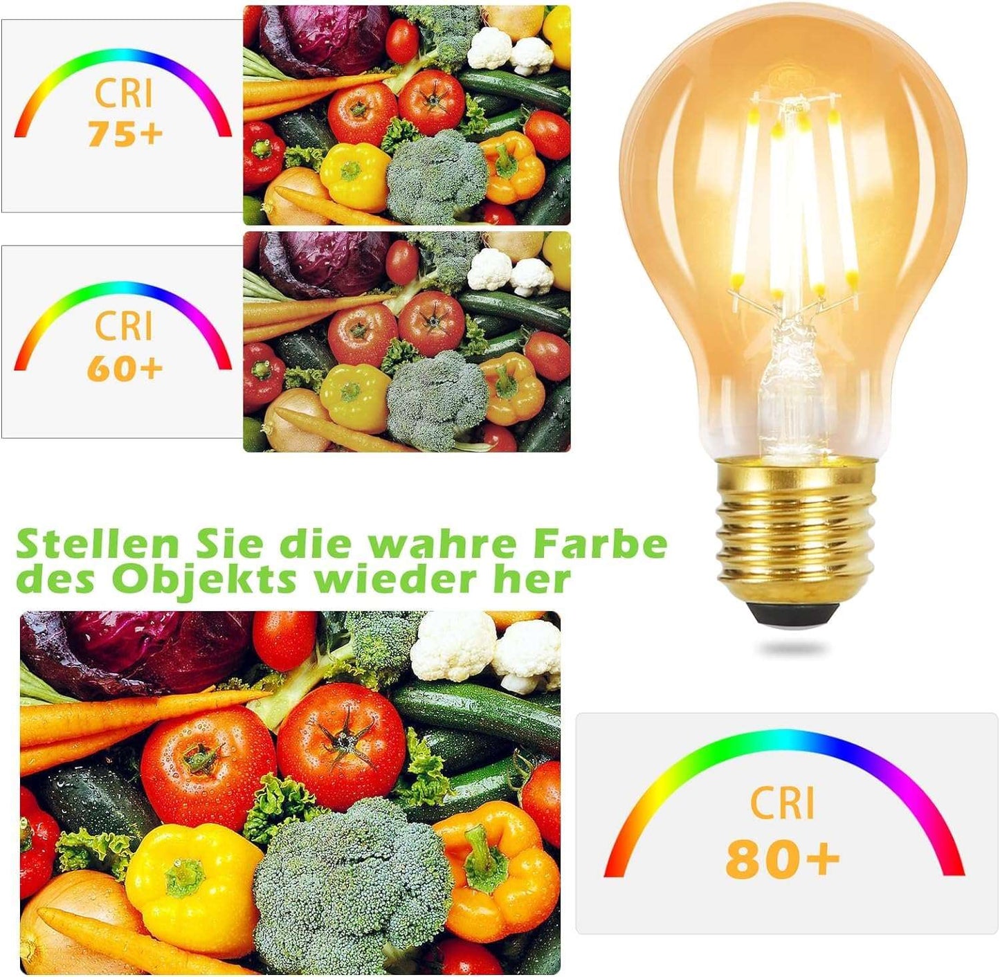 ZMH 6¡Á LED E27 Gl¨¹hbirne: A60 Warmweiss Lampe Vintage Leuchtmittel 4W 2700K Edison Gl¨¹hlampe Retro Filament Birnen Bulb Energiesparlampe f¨¹r Haus Caf¨¦ Bar nicht Dimmbar