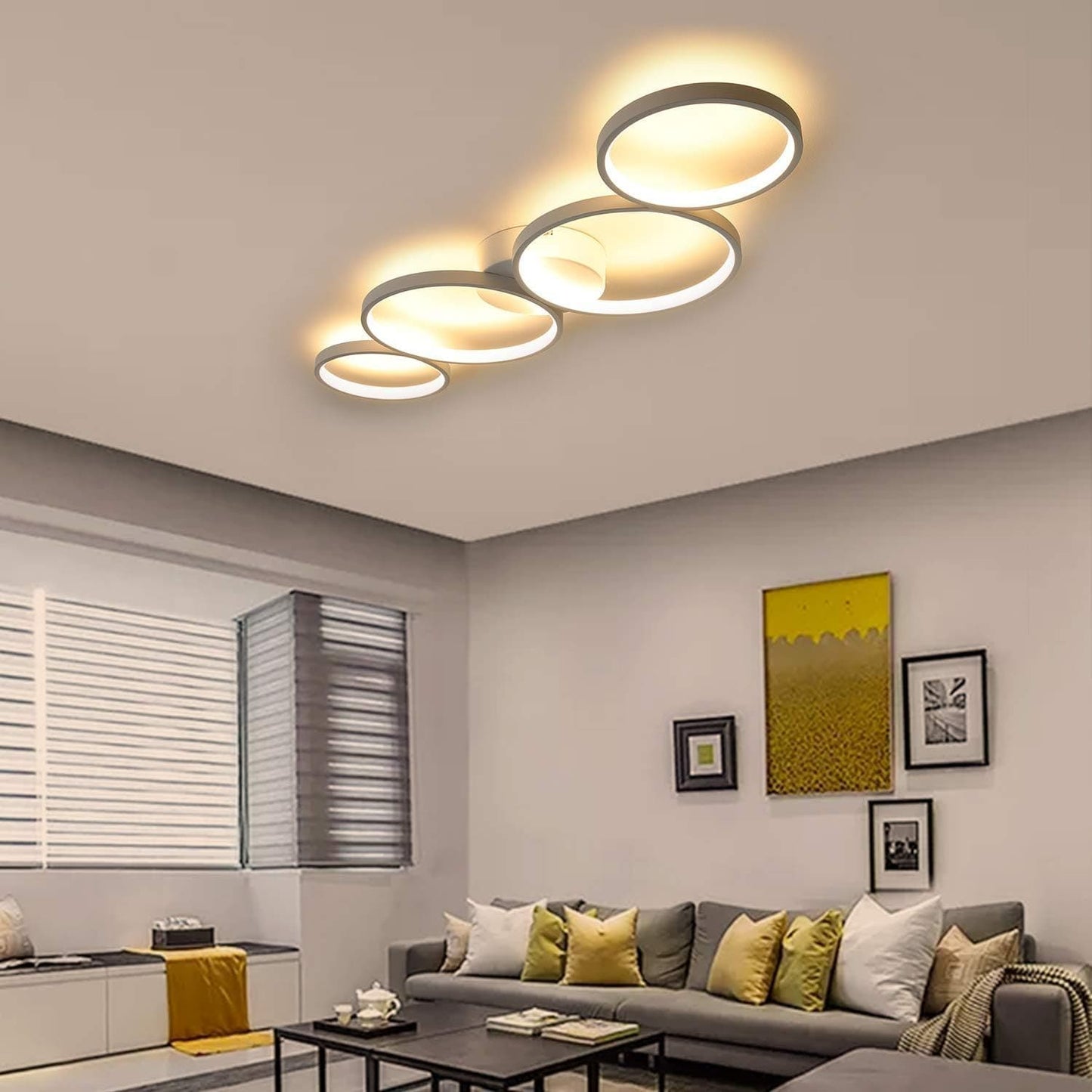 ZMH LED Deckenlampe Dimmbar Deckenleuchte: 4 Flammig Modern Wohnzimmerlampe 55W Ring Rund Wei? Schlafzimmerlampe mit Fernbedienung 88cm Design B¨¹rolampe f¨¹r Schlafzimmer Wohnzimmer B¨¹ro K¨¹che
