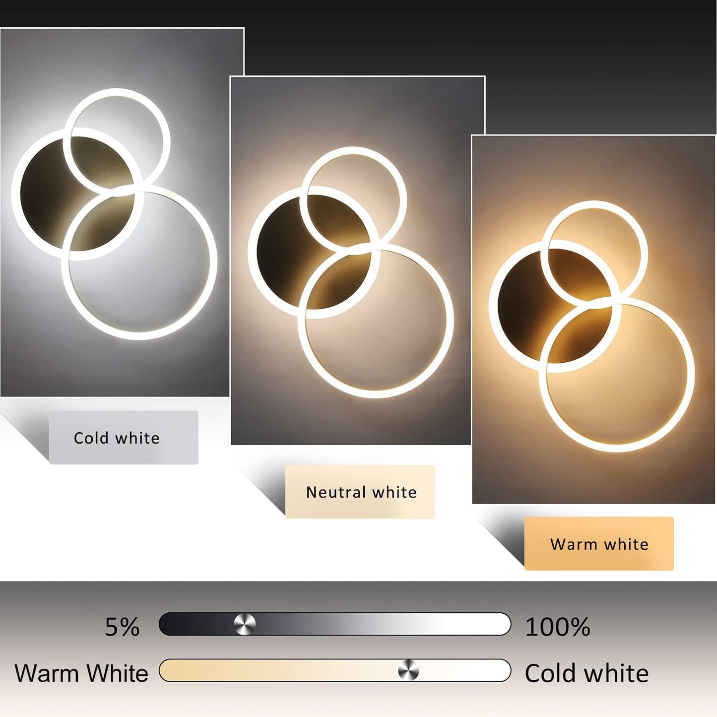 ZMH Led Deckenleuchte dimmbar Deckenlampe - Ring Design Wohnzimmerlampe mit Fernbedienung Schlafzimmerlampe Modern 46W Deckenbeleuchtung f¨¹r Wohnzimmer Schlafzimmer K¨¹che Esszimmer B¨¹ro