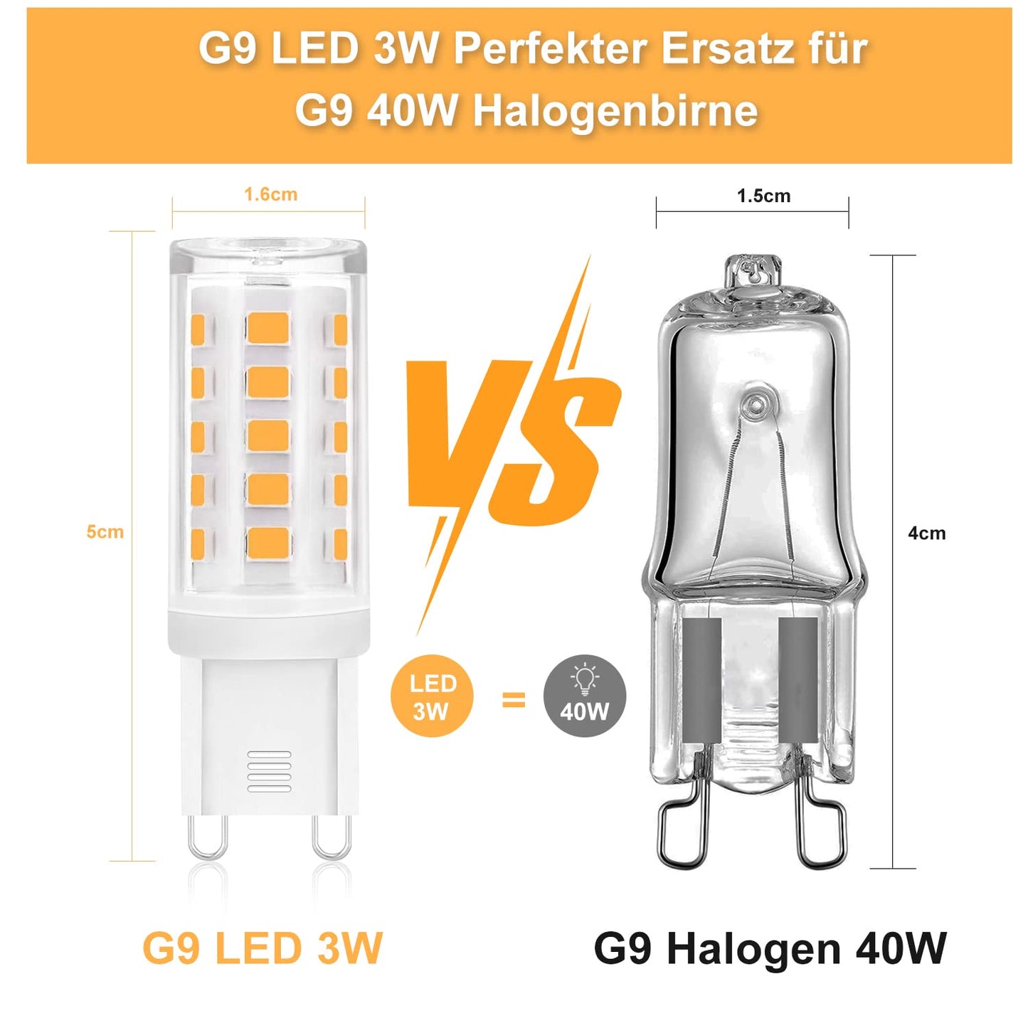 ZMH 10er pack G9 Led Leuchtmittel - Warmwei? 3000K LED Lampe 230V Gl¨¹hbirne 3W Ersatz 28W 30W 40W Halogenlampe, G9 Sockel Gl¨¹hlampe, Klein Birne Energiesparlampe, Nicht Dimmbar