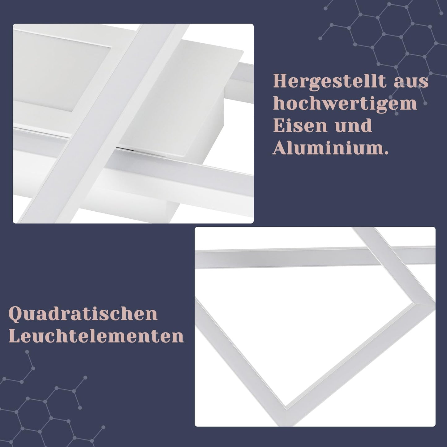 ZMH Deckenlampe LED Deckenleuchte Dimmbar - 50W Wohnzimmerlampe Wei? mit Fernbedienung Modern Design Schlafzimmerlampe Wohnzimmer Schlafzimmer Deckenbeleuchtung Geometrisch f¨¹r K¨¹che Flur