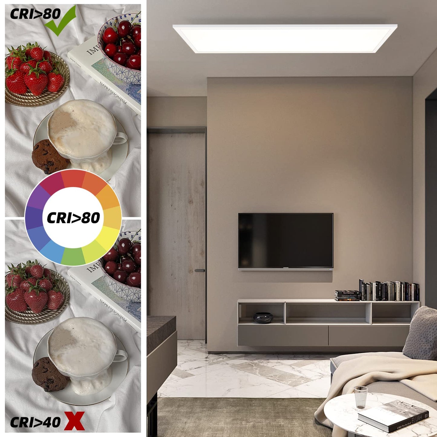 ZMH LED Panel Deckenleuchte Dimmbar - Flach Deckenlampe Wohnzimmer mit Fernbedienung 80x30CM Schlafzimmerlampe 39W K¨¹chenlampe Deckenpanel Modern Wei? B¨¹roleuchte f¨¹r Flur B¨¹ro K¨¹che Schlafzimmer