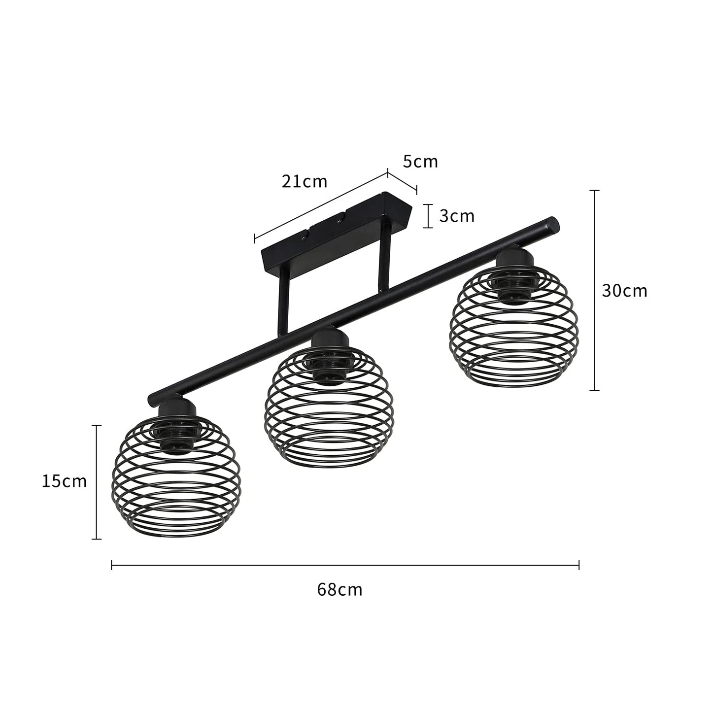 ZMH Deckenleuchte Vintage Deckenlampe Retro - E27 Industrial K¨¹chenlampe Schwarz Design Esszimmerlampe Deckenbeleuchtung f¨¹r Wohnzimmer Schlafzimmer K¨¹che Esszimmer Arbeitzimmer Esstisch max. 25W