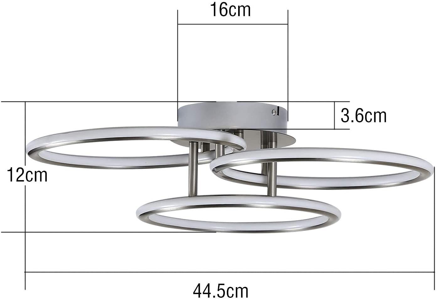 ZMH LED Deckenlampe Deckenleuchte Wohnzimmer-Modern Ringe Design Warmwei? Licht 3000K Schlafzimmerlampe 41W 3 Flammig aus Eisen und Aluminium B¨¹rolampe K¨¹chenlampe Flurlampe