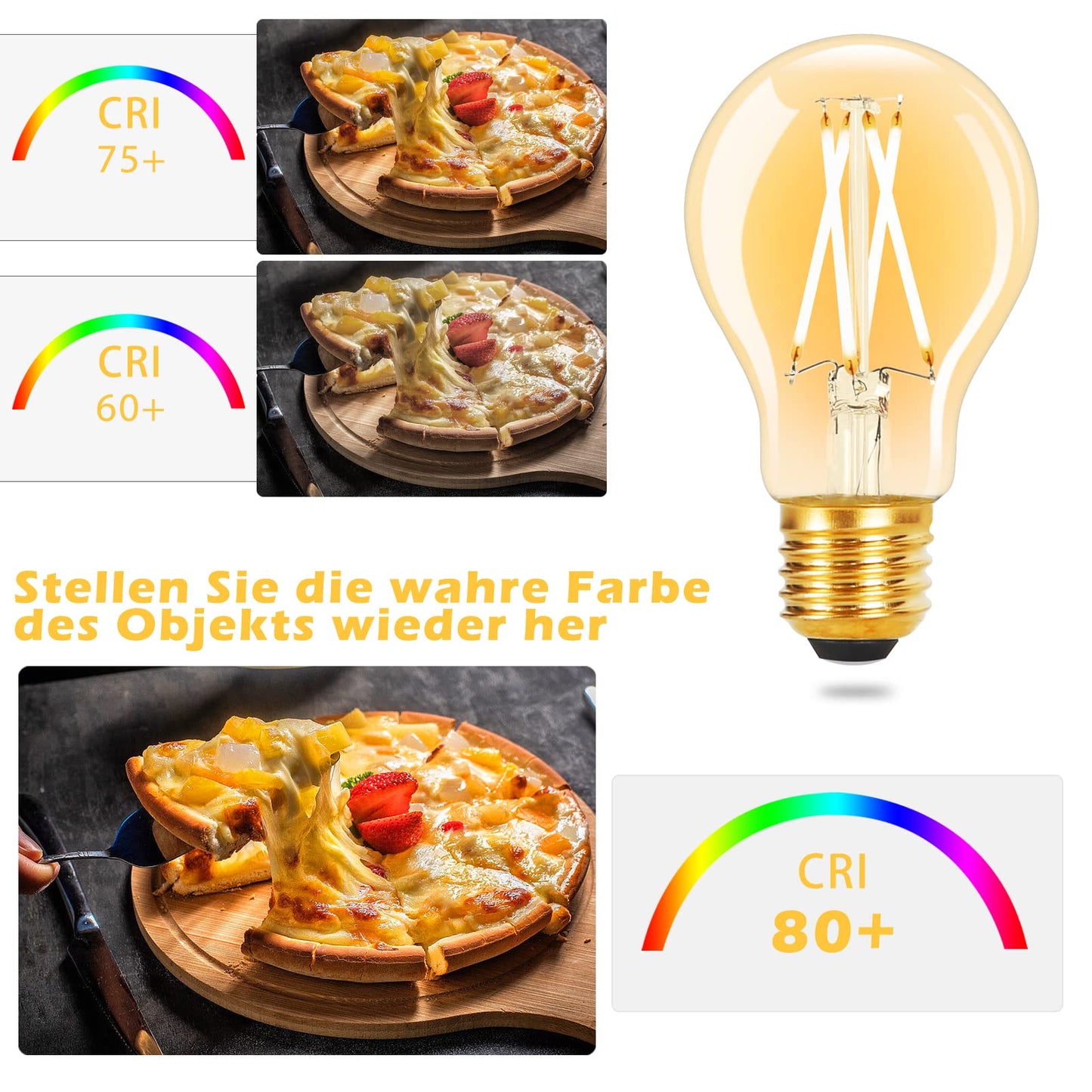ZMH 6 St¨¹ck LED Gl¨¹hbirne E27 Vintage Lampe - A60 Leuchtmittel 2700K 4W Edison Gl¨¹hlampe Warmwei? Filament Retro Birne Glas Antike Energiesparlampe f¨¹r Haus Hotel Caf¨¦ Bar