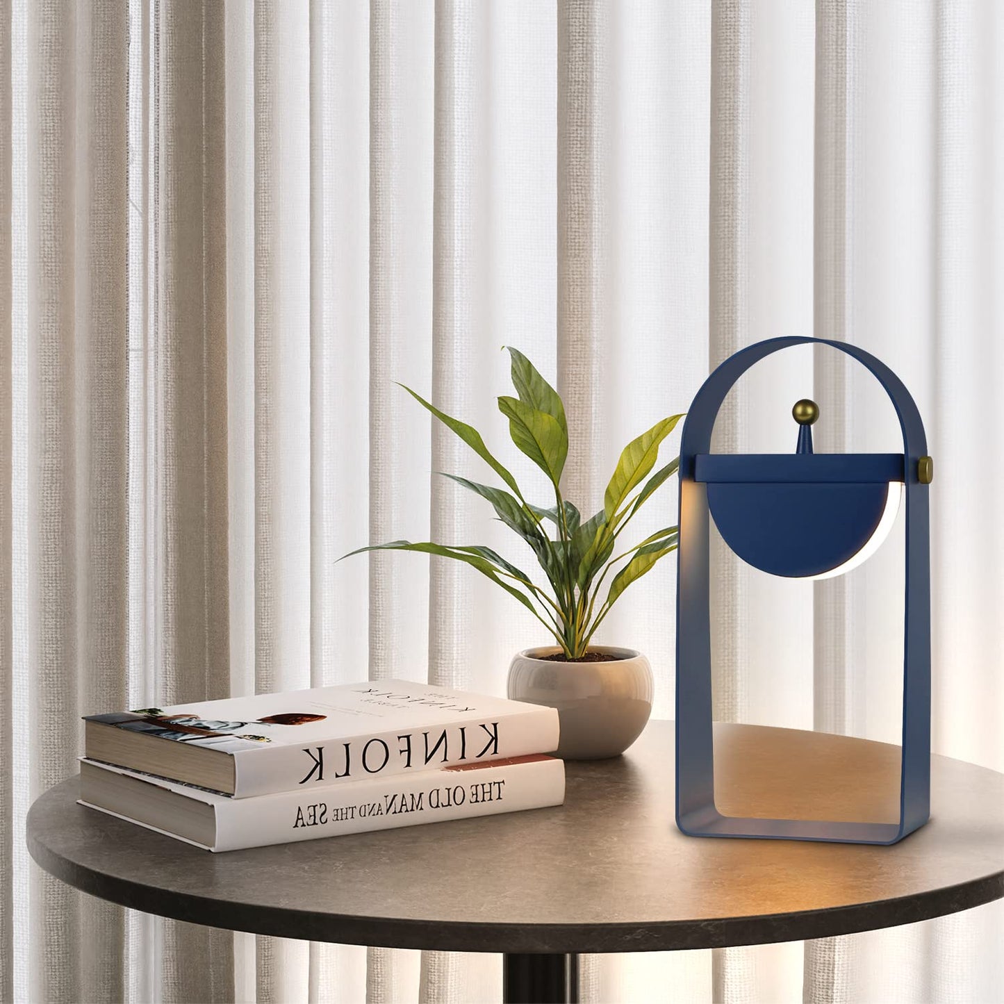 ZMH ZMH Tischlampe LED Nachttischlampe Kabellos - Tragbar Nachtlicht Helligkeit Einstellbar Stimmungslicht Batterietrieben Modern Blau Design Atmosph?re Lampe 26CM f¨¹r Schlafzimmer Caf¨¦ Camping Wohnzimmer