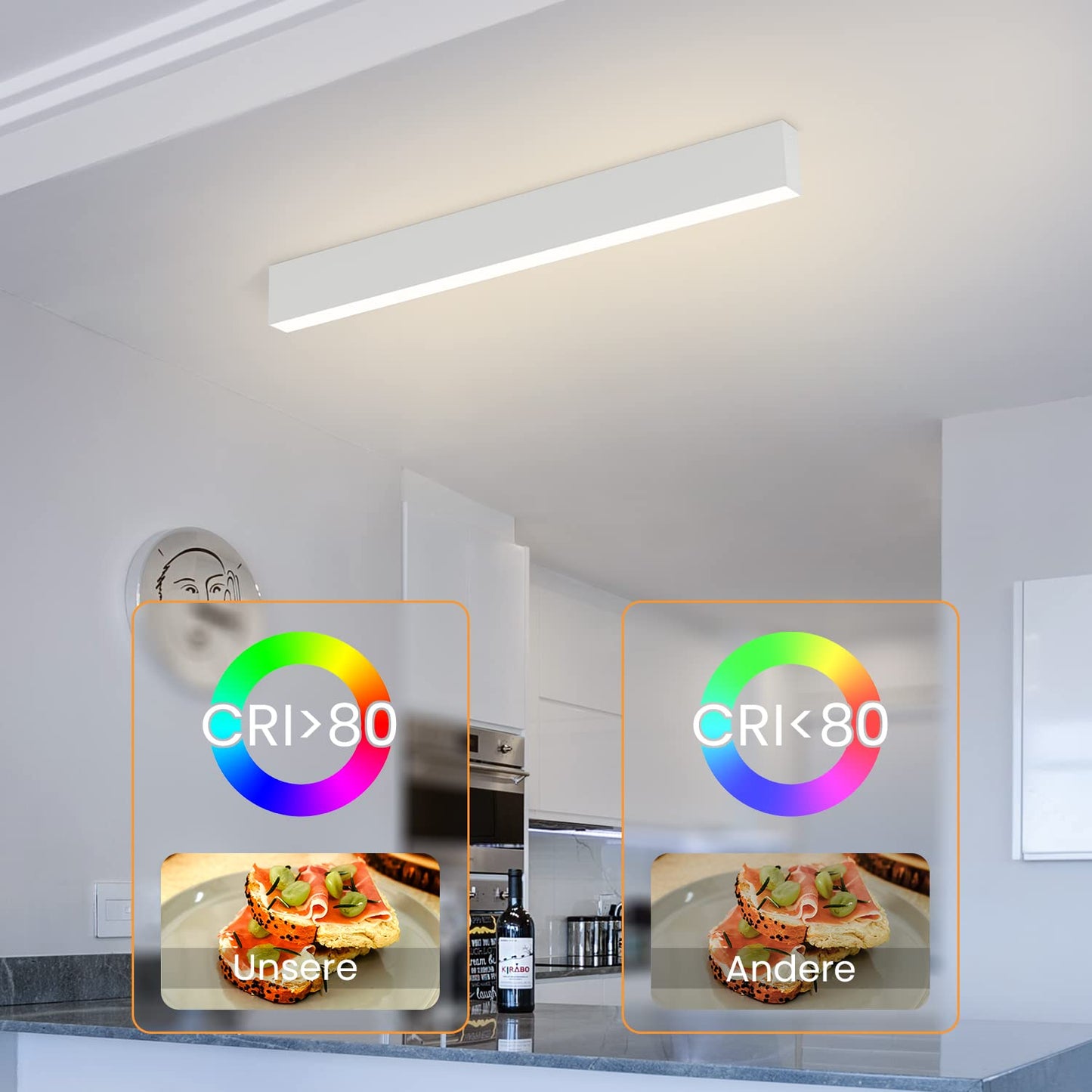 ZMH Deckenlampe LED Deckenleuchte Dimmbar - 53.6CM Wohnzimmerlampe Lang B¨¹rolampe K¨¹chenlampe Modern Design mit Fernbedienung 17W B¨¹ro Deckenbeleuchtung Panel f¨¹r Wohnzimmer Schlafzimmer
