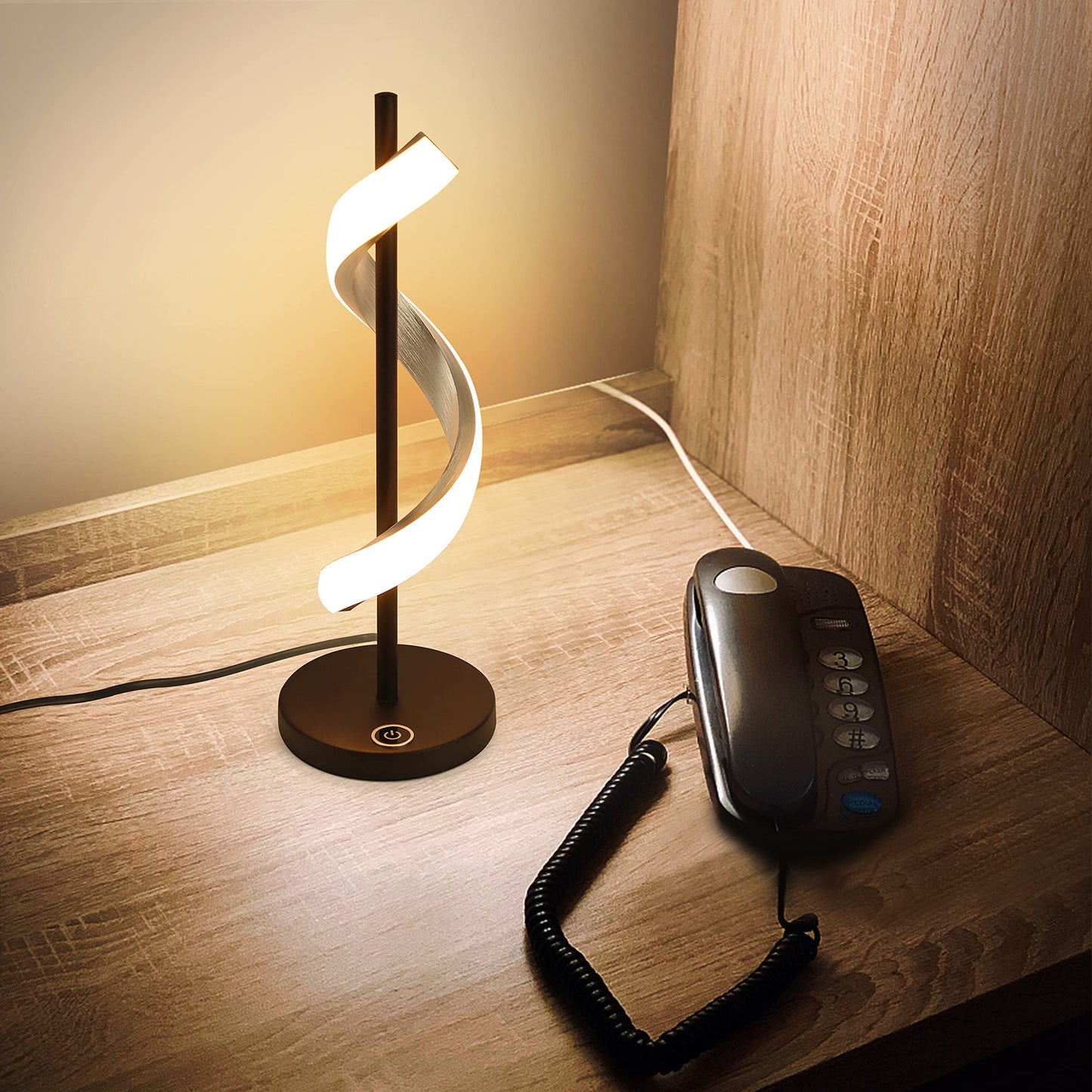 ZMH LED Tischlampe Nachttischlampe Touch Dimmbar - Modern Tischleuchte Schlafzimmer 3000K Warmwei? Schreibtischlampe in wellenf?rmigen Design f¨¹r Wohnzimmer Kinderzimmer mit 2.1M Kabel
