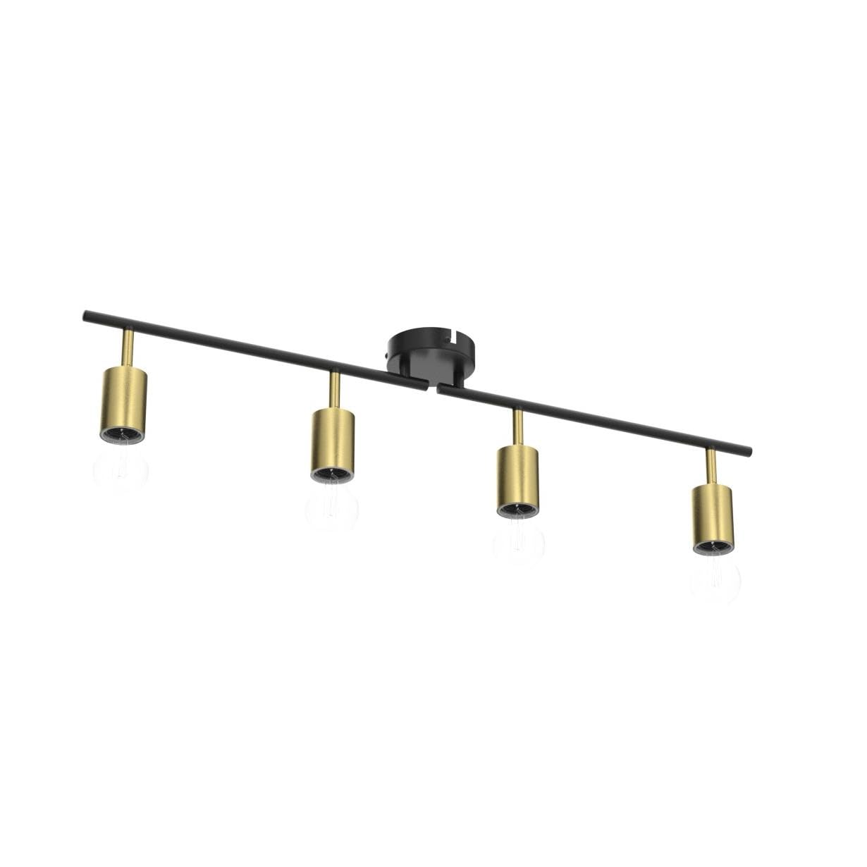 ZMH Deckenleuchte Vintage 4 Flammig Deckenstrahler I E27 Deckenlampe Retro Schwarz-Gold Wohnzimmerlampe Drehbar Modern Deckenspots Industrial f¨¹r Wohnzimmer Schlafzimmer K¨¹che G?nge Esszimmer