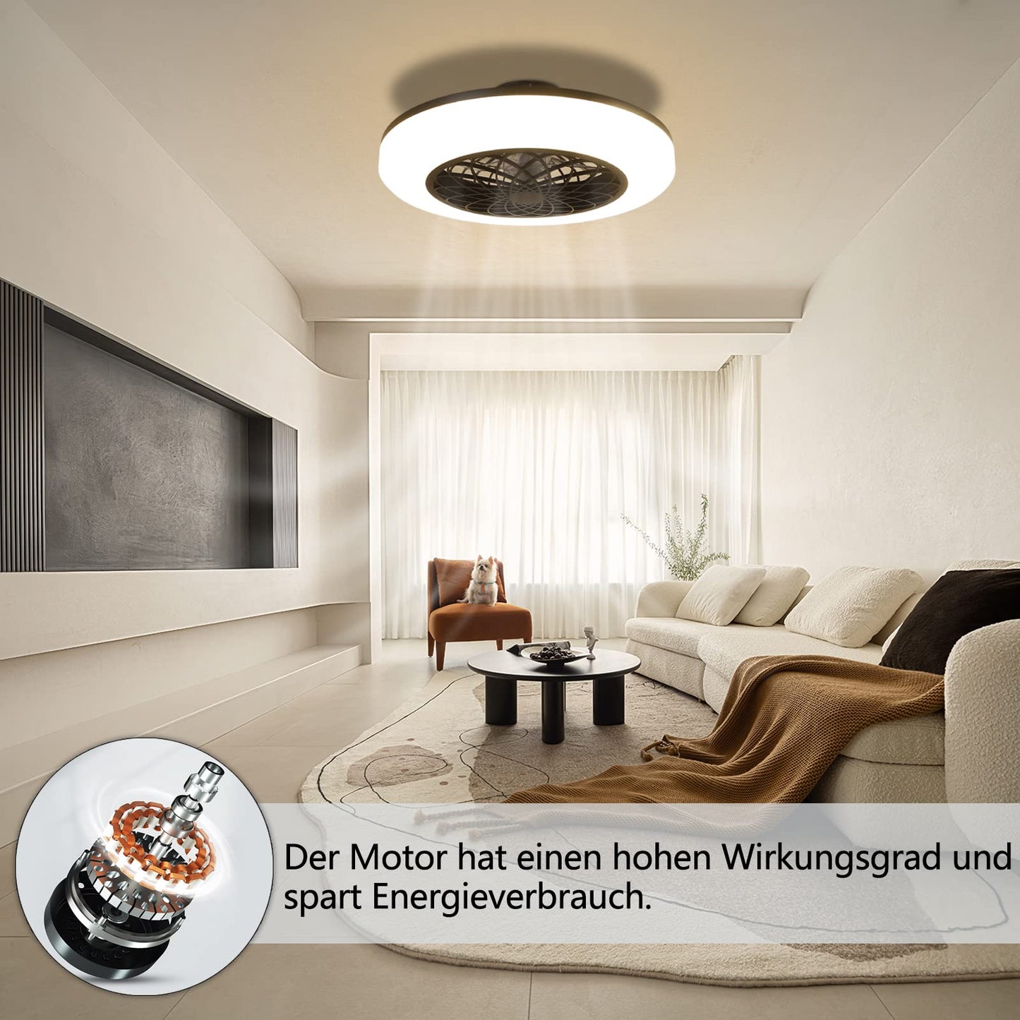 ZMH Led Deckenventilator mit Beleuchtung - 49.5CM Modern Gro? Deckenlampe Fan Leise Deckenleuchte mit Ventilator Fernbedienung Wohnzimmerlampe Dimmbar f¨¹r Wohnzimmer Schlafzimmer K¨¹che Esszimmer