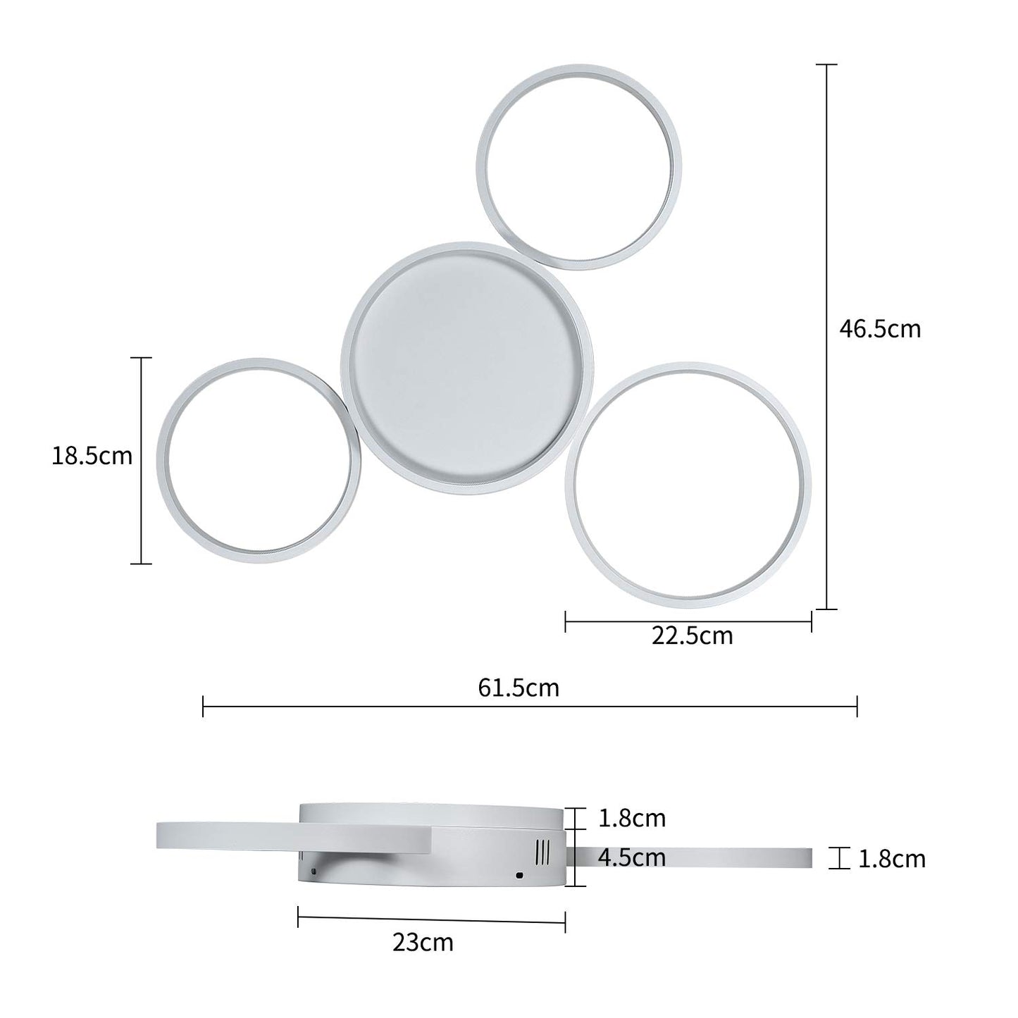 ZMH LED Deckenleuchte Deckenlampe Wohnzimmer - Wei? Schlafzimmerlampe mit Fernbedienung Dimmbar 52W Modern Wohnzimmerlampe mit 4 Metall Ringe Design f¨¹r Schlafzimmer Kinderzimmer Esszimmer B¨¹ro
