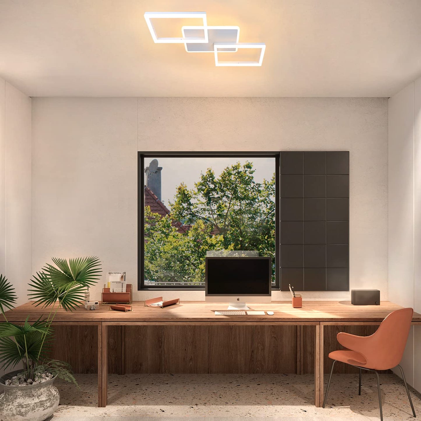 ZMH Deckenlampe LED Deckenleuchte Wohnzimmer - 48W Wohnzimmerlampe Dimmbar mit Fernbedienung Schlafzimmerlampe Modern Design Schlafzimmer Deckenbeleuchtung K¨¹chenlamp Wei? f¨¹r K¨¹che Flur B¨¹ro
