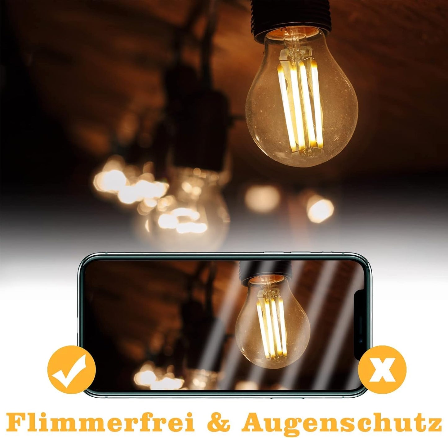 ZMH LED Lampe E27 Gl¨¹hbirne: G45 Vintage Gl¨¹hlampe 6 st¨¹ck Edison Retro Birne Warmweiss 2700K Bulbs 4W Warmwei? Filament Leuchtmittel Glas Antike Energiesparlampe f¨¹r Hotel Caf¨¦ Haus Bar