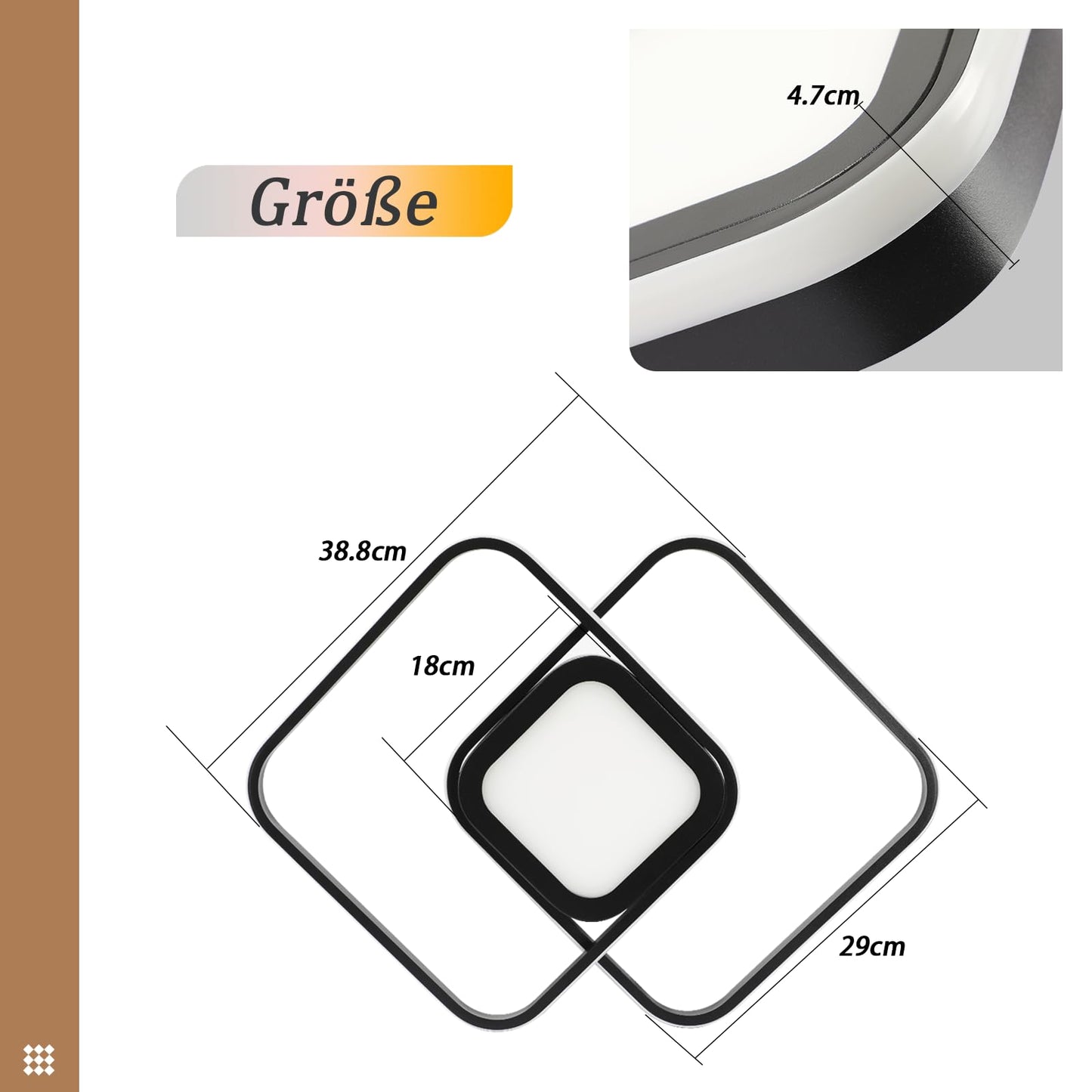 ZMH LED Deckenleuchte Wohnzimmer Deckenlampe - Schwarz Modern Schlafzimmerlampe 48W Dimmbar mit Fernbedienung Metall Design Wohnzimmerlampe f¨¹r Schlafzimmer K¨¹che Kinderzimmer Esszimmer