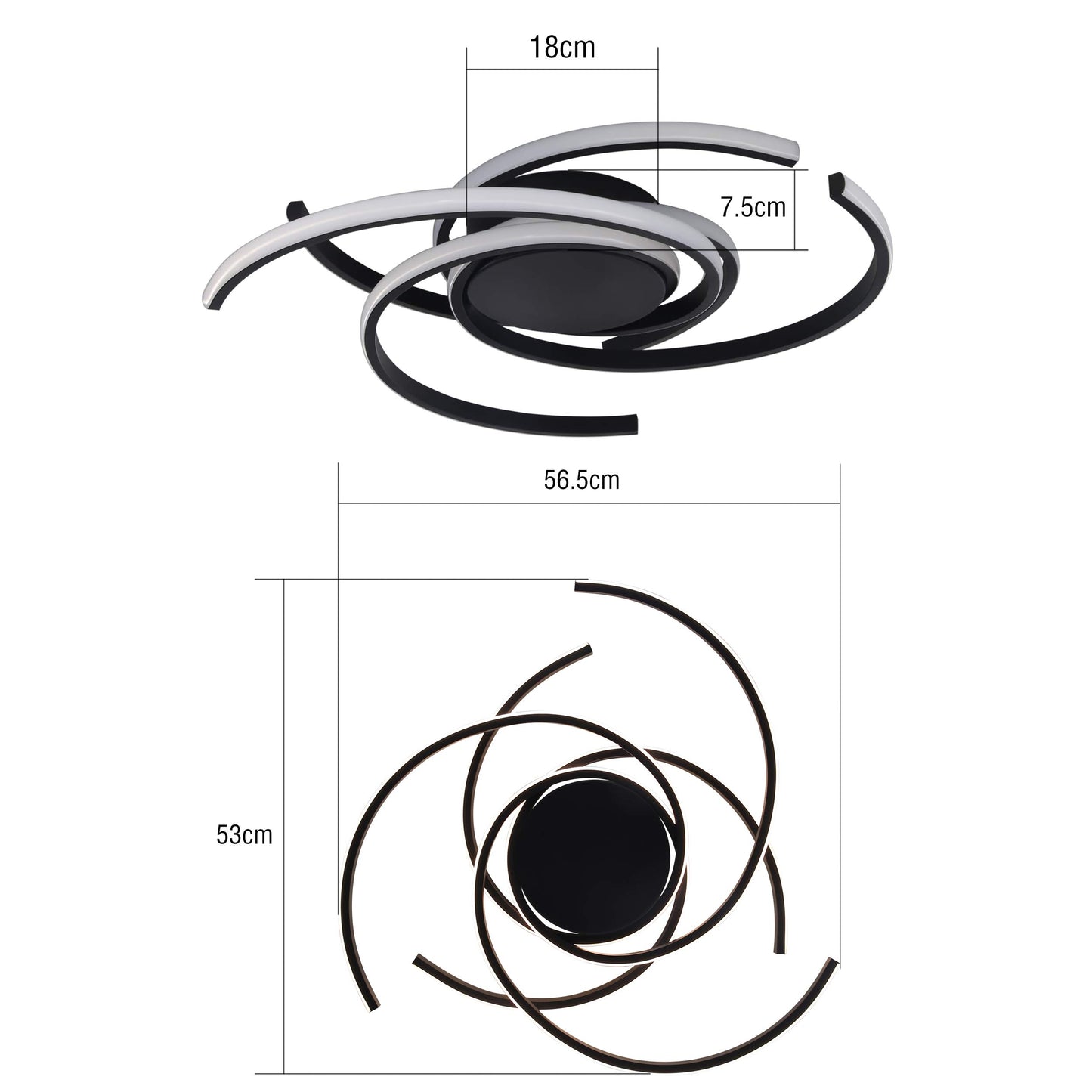 ZMH Deckenleuchte LED Deckenlampe Modern Wohnzimmerlampe Schwarz Dimmbar mit Fernbedienung Schlafzimmerlampe 77W Ring Design f¨¹r Schlafzimmer Wohnzimmer B¨¹ro Flur Esszimmer