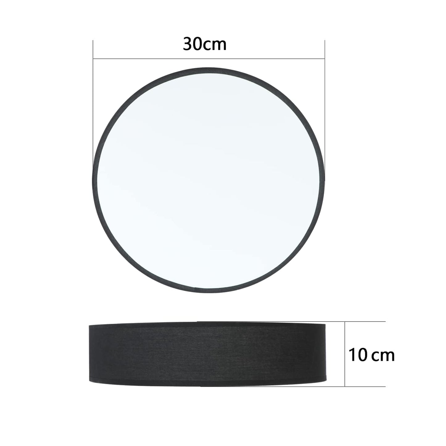 ZMH ZMH Deckenlampe Rund Deckenleuchte Schlafzimmer - Schwarz 30CM Stoff Schlafzimmerlampe Modern Wohnzimmerlampe 1 Flammig E27 K¨¹chenlampe mit Stoffschirm Flurlampe f¨¹r Wohnzimmer K¨¹che Flur