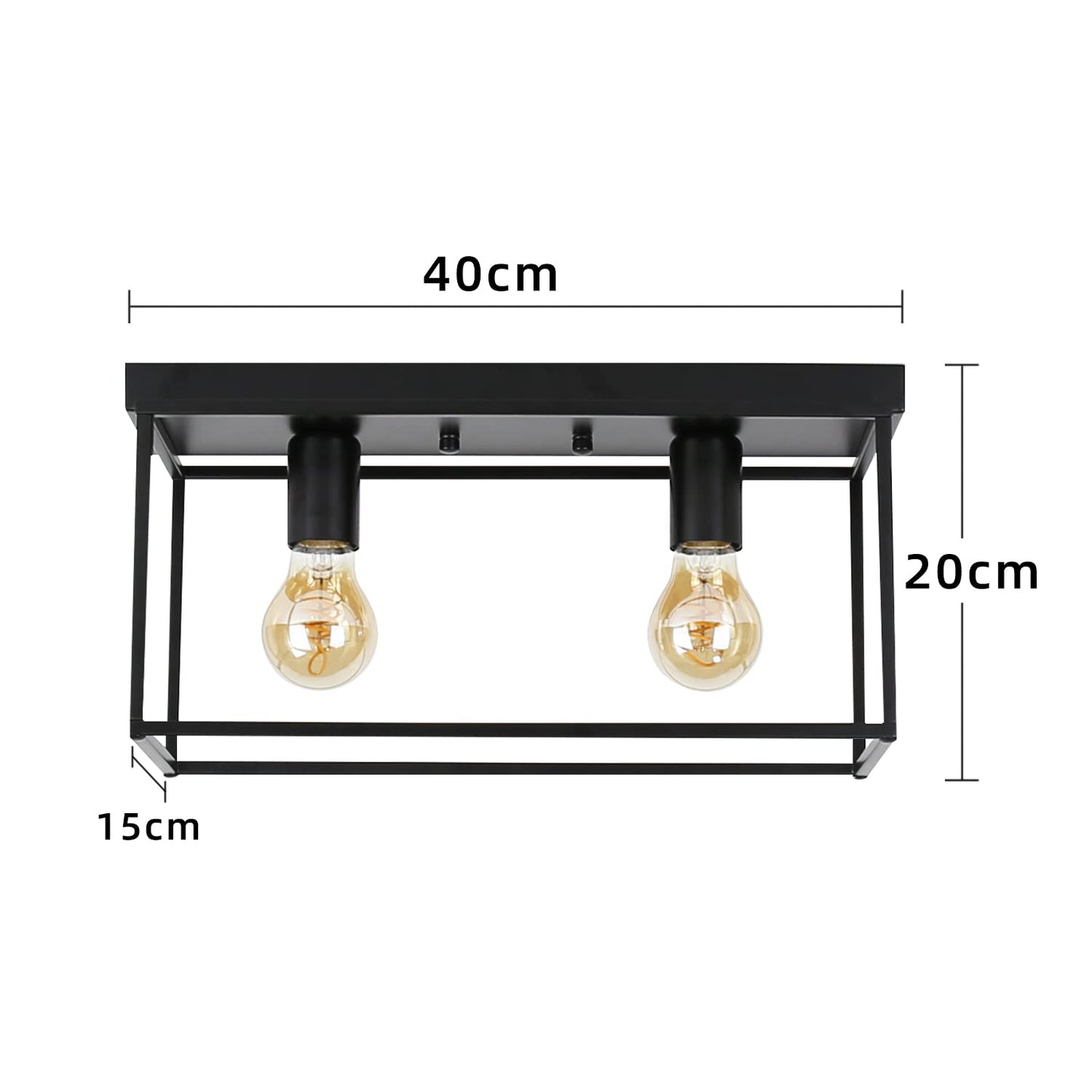 ZMH Deckenleuchte E27 Deckenlampe Retro - Schwarz industrial Flurlampe f¨¹r Schlafzimmer Wohnzimmer Vintage Lampe aus Metall mit 2 Flammig Deckenbeleuchtung f¨¹r K¨¹che max. 25W - Ohne Leuchtmittel