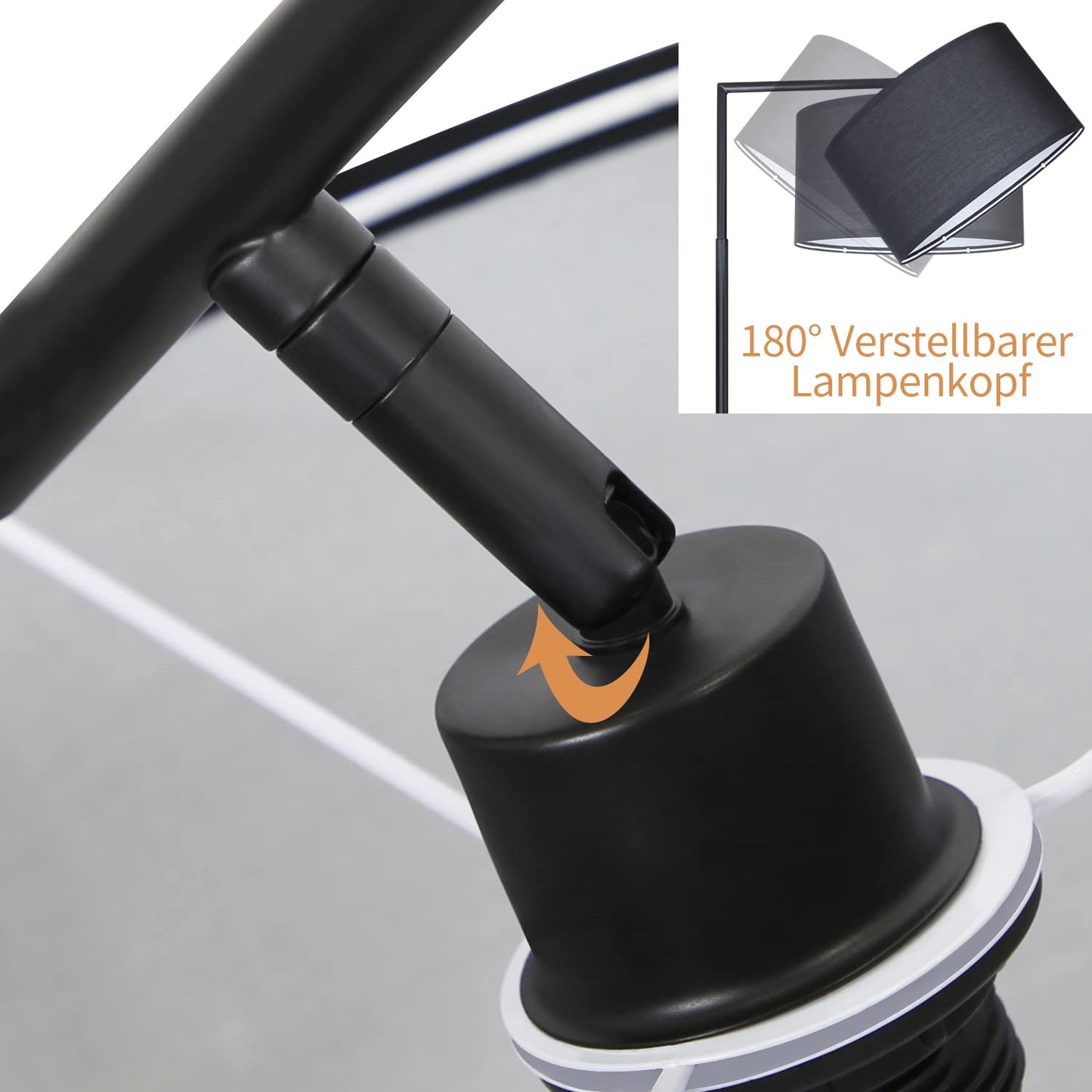 ZMH Stehlampe Wohnzimmer Schwarz Stehleuchte: Modern Standleuchte Stoff Design Deko Bogenlampe E27 Fassung Leselampe Max. 40W Wohnzimmerlampe mit Fu?schalter Bettlampe 166cm Ohne Leuchtmittel