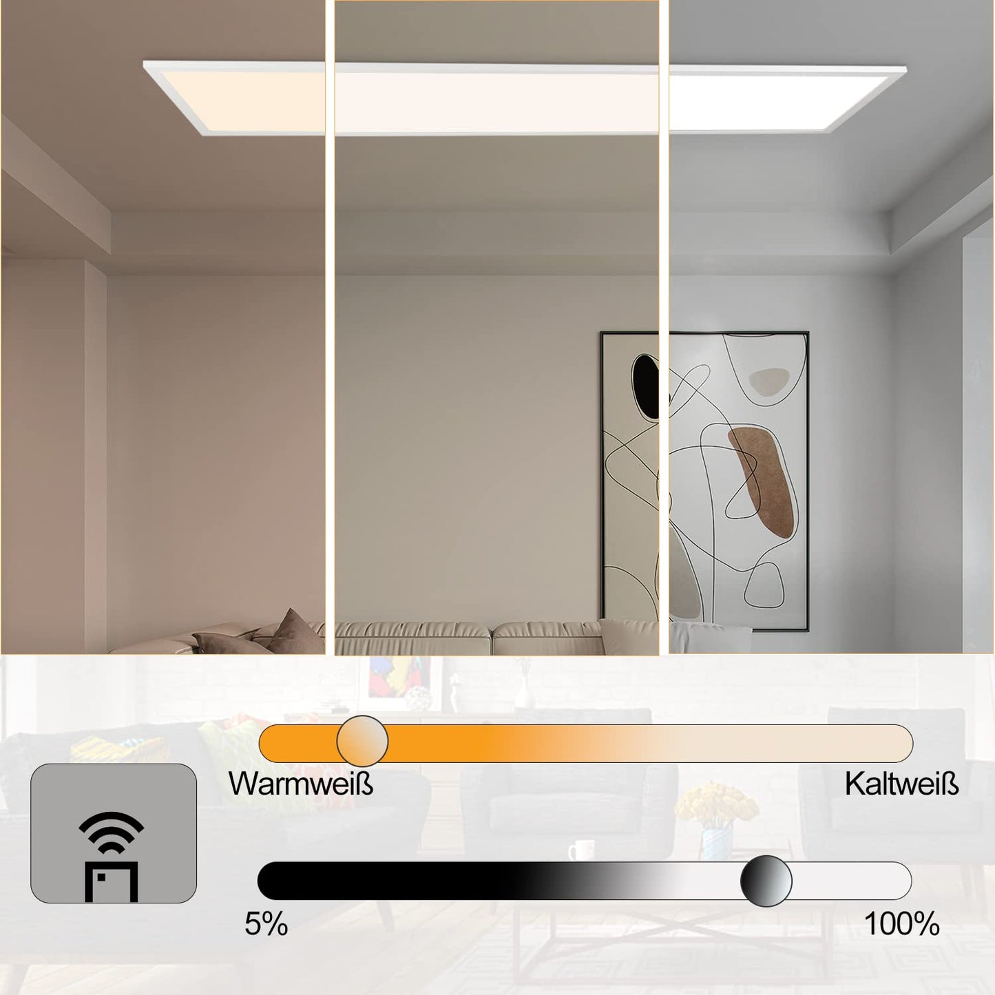 ZMH LED Deckenleuchte Dimmbar Panel Deckenlampe 120x30 cm mit Fernbedienung 48W Deckenpanel Wohnzimmerlampe 3840LM Modern Nachtlicht Schlafzimmerlampe Wei? B¨¹roleuchte f¨¹r B¨¹ro K¨¹che flur