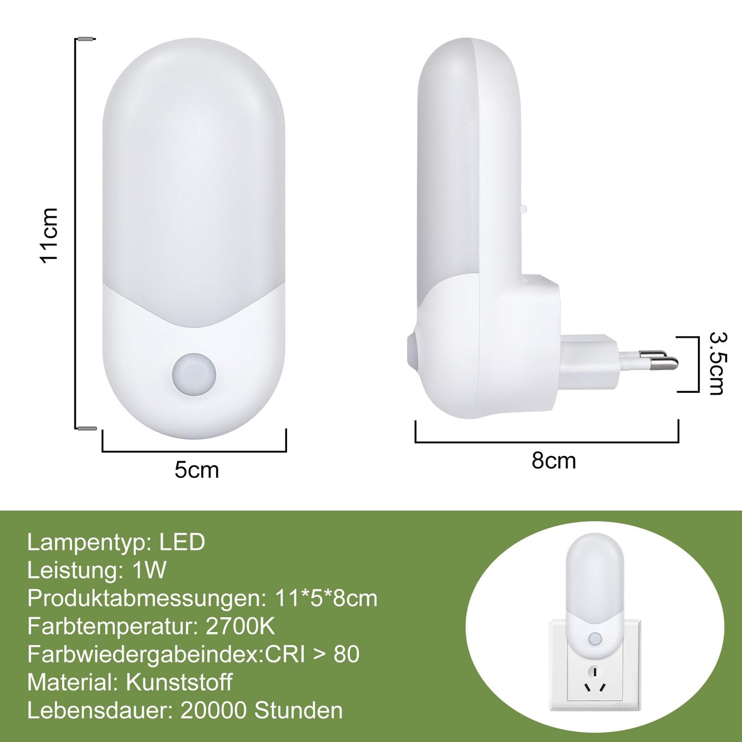 ZMH Nachtlicht Steckdose Steckdosenlampe Kinder - LED Steckdosenlicht WarmWei? 1W Orientierungslicht Kinderzimmer Nachtlampe mit D?mmerungssensor f¨¹r Baby Flur Treppenhaus Schlafzimmer K¨¹che