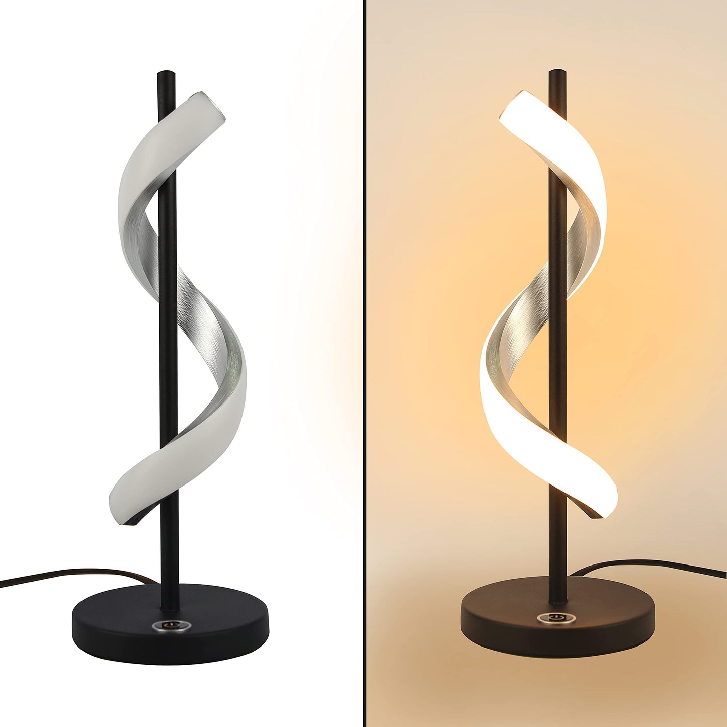 ZMH LED Tischlampe Nachttischlampe Touch Dimmbar - Modern Tischleuchte Schlafzimmer 3000K Warmwei? Schreibtischlampe in wellenf?rmigen Design f¨¹r Wohnzimmer Kinderzimmer mit 2.1M Kabel