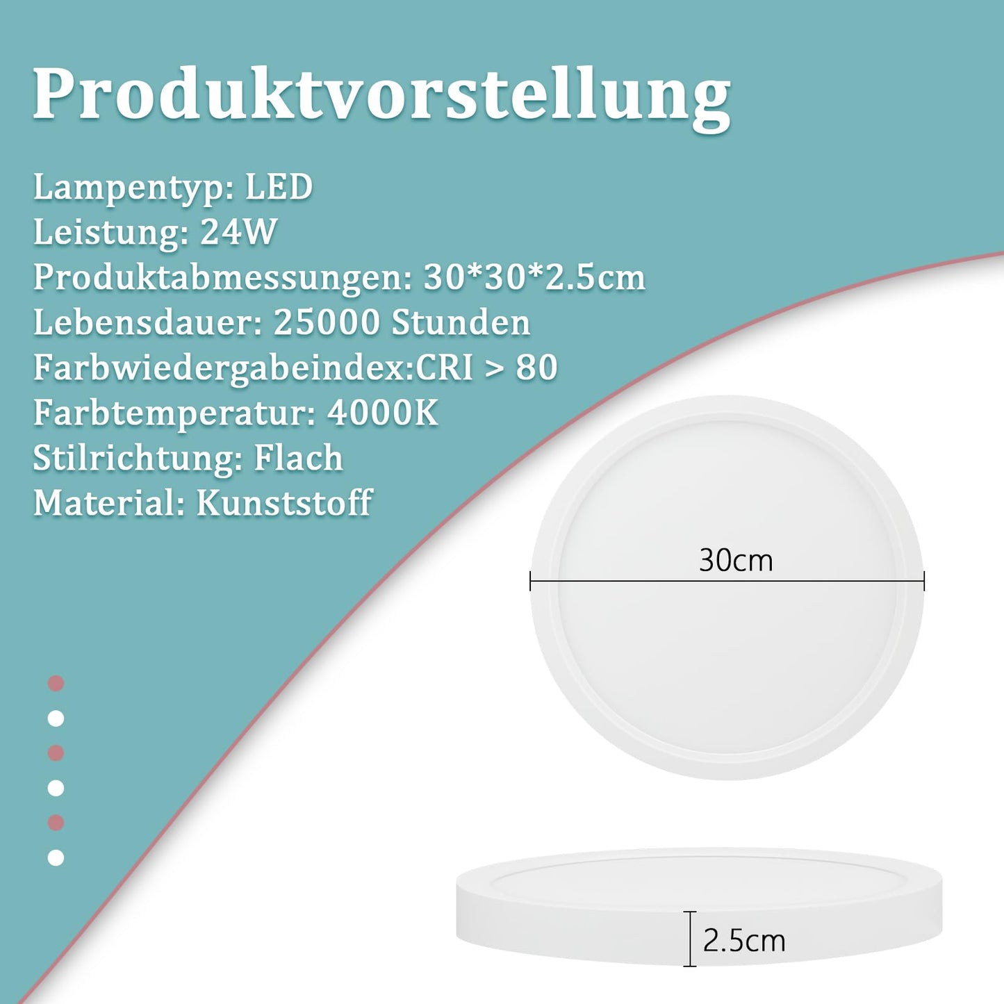 ZMH Deckenlampe LED Deckenleuchte Schlafzimmer - Schlafzimmerlampe Flach ?30CM Badezimmerlampe Rund K¨¹chenlampe Wei? Flurlampe Decke 24W Badezimmer Deckenbeleuchtung 4000K f¨¹r Bad K¨¹che Flur