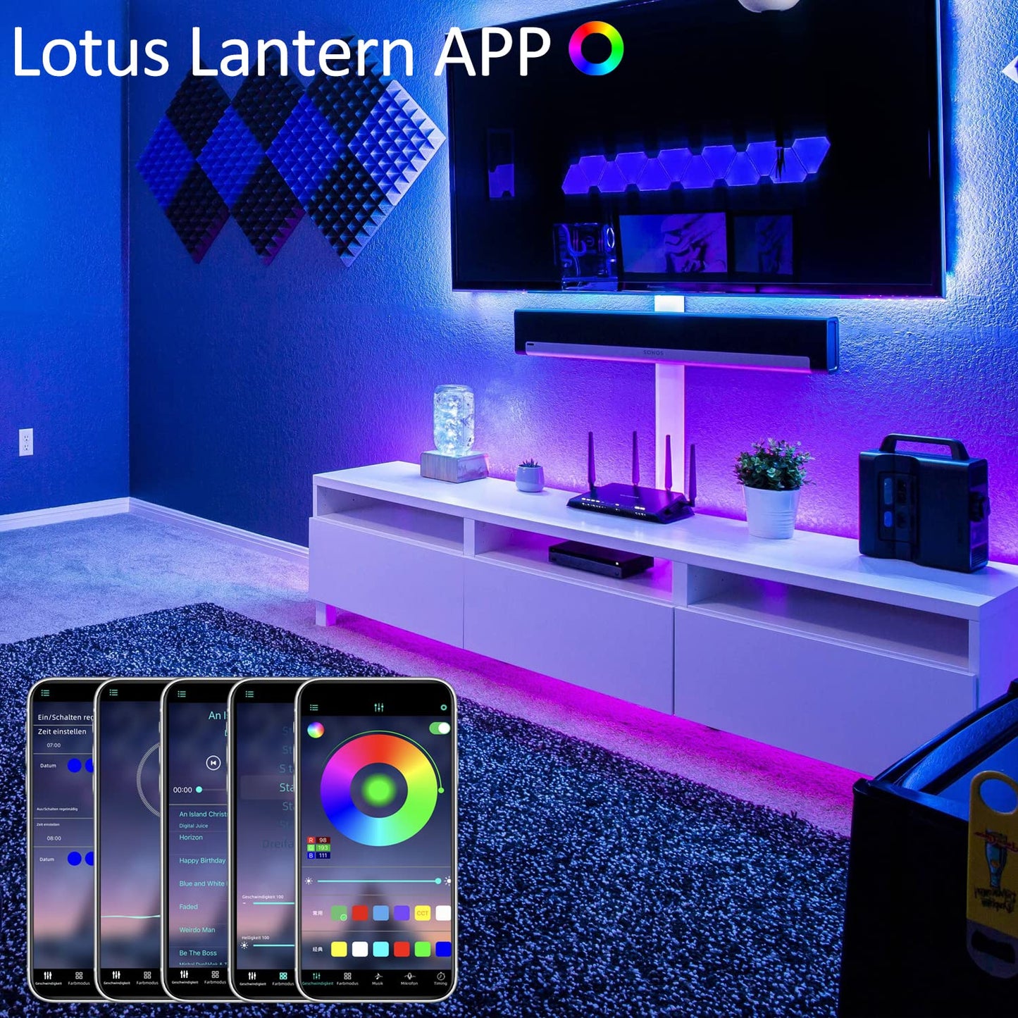 ZMH LED Strip 20m led Streifen - Lichtband Smart led lichterkette mit Fernbedienung APP - RGB 16 Mio. Farbwechsel sync mit musik LED Beleuchtung f¨¹r Schlafzimmer Party Schrankdek TV Deko