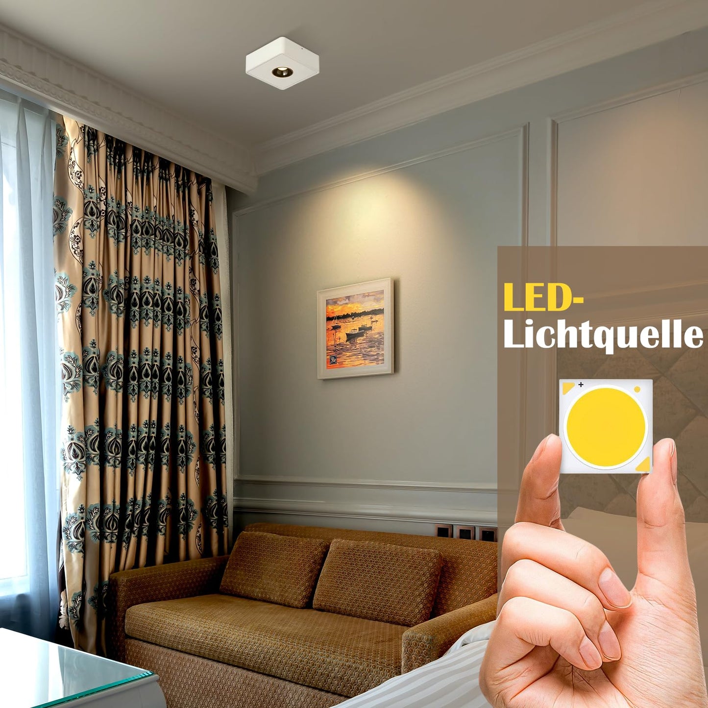 ZMH Deckenstrahler, LED-Aufbaustrahler ¨C 7 W Strahler, Deckenleuchte, Aufbaustrahler, Warmwei?, flacher Strahler, geeignet f¨¹r K¨¹che, Wohnzimmer, Esszimmer, Flur, Flur