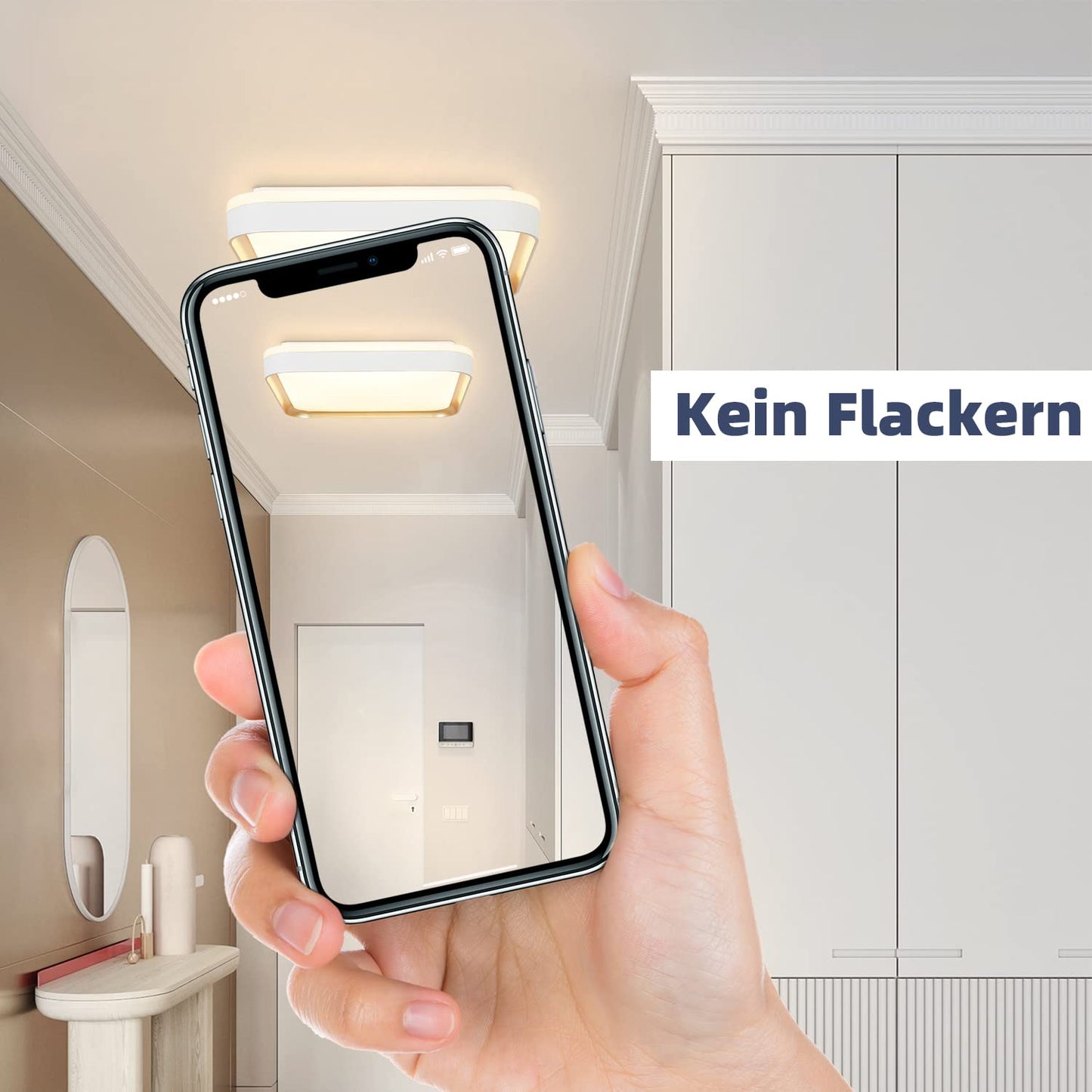 ZMH Deckenlampe LED Deckenleuchte Wohnzimmer Dimmbar - 32W Modern Schlafzimmerlampe Eckig 30cm mit Fernbedienung K¨¹chenlampe in Wei?gold inkl. Memoryfunktion Deko Deckenbeleuchtung f¨¹r Flur Esszimmer