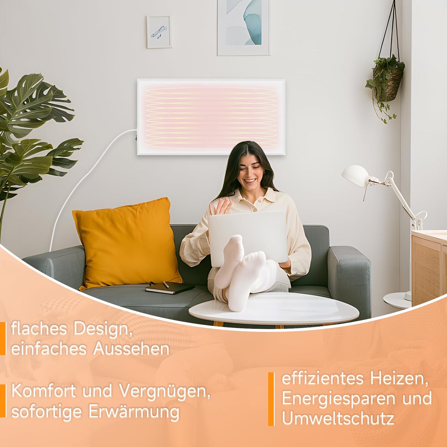 ZMH Infrarotheizung Energiesparend Infrarot Wandheizung - 170W Heizung Elektrisch Wand Elektroheizung mit ¨¹berhitzungsschutz Wandmontage Heizk?rper f¨¹r K¨¹che Schlafzimmer Wohnzimmer B¨¹ro
