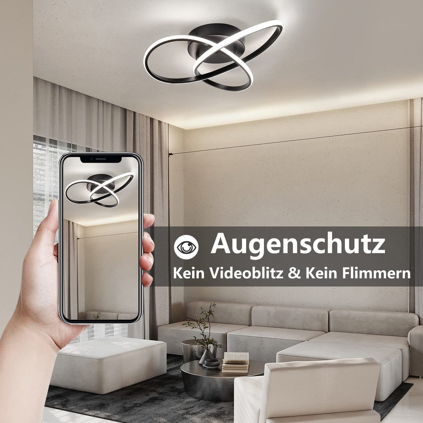 ZMH LED Deckenleuchte Dimmbar Deckenlampe - 33W Wohnzimmerlampe Schwarz mit Fernbedienung Modern Schlafzimmerlampe - 40CM Geometrie Design Lampe f¨¹r Wohnzimmer Schlafzimmer K¨¹che Flur Studio