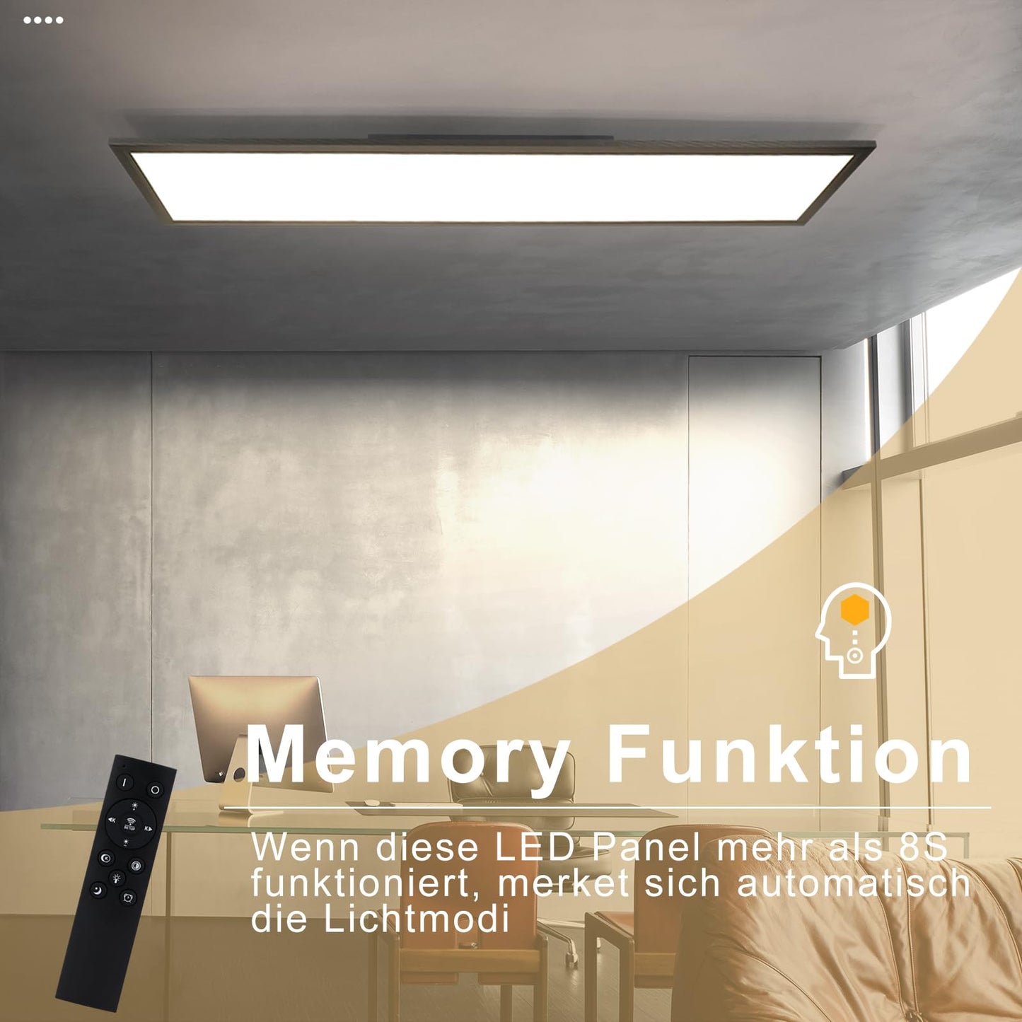 ZMH LED Panel Schwarz Deckenleuchte Dimmbar - Flach Deckenlampe B¨¹ro mit Fernbedienung Modern Wohnzimmerlampe 100x25CM K¨¹chenlampe 42W Deckenpanel Schwarz B¨¹roleuchte f¨¹r Schlafzimmer K¨¹che Flur