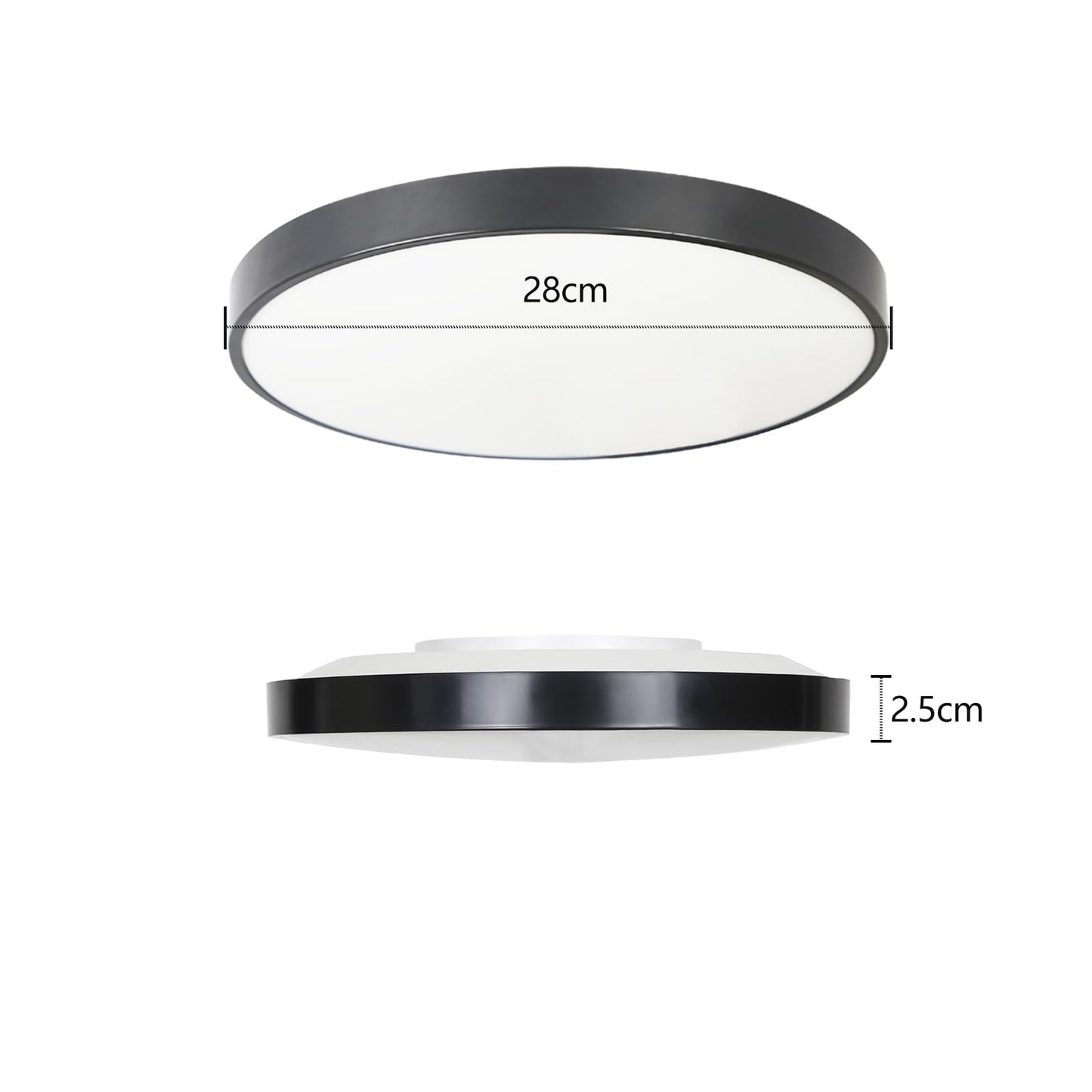 ZMH Deckenlampe LED Deckenleuchte Schlafzimmer - 2ER Schlafzimmerlampe Flach 17W Badezimmerlampe Schwarz Badezimmer Deckenbeleuchtung Warmwei? Badlampe IP44 K¨¹chenlampe Rund f¨¹r Bad K¨¹che Flur