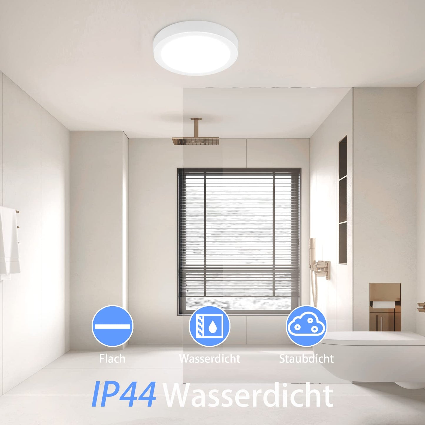 ZMH LED Deckenleuchte Rund Flach Deckenlampe¨C2 St¨¹ck Modern Wei? Flurlampe Kaltwei? 5000K 18W IP44 Wasserfest f¨¹r K¨¹che B¨¹ro Wohnzimmer Badezimmer Kinderzimmer Esszimmer ?23CM