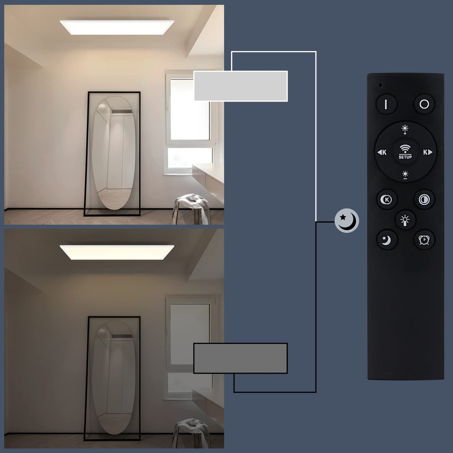 ZMH LED Panel Deckenleuchte Dimmbar - Flach Deckenlampe Wohnzimmer mit Fernbedienung 80x30CM Schlafzimmerlampe 39W K¨¹chenlampe Deckenpanel Modern Wei? B¨¹roleuchte f¨¹r Flur B¨¹ro K¨¹che Schlafzimmer