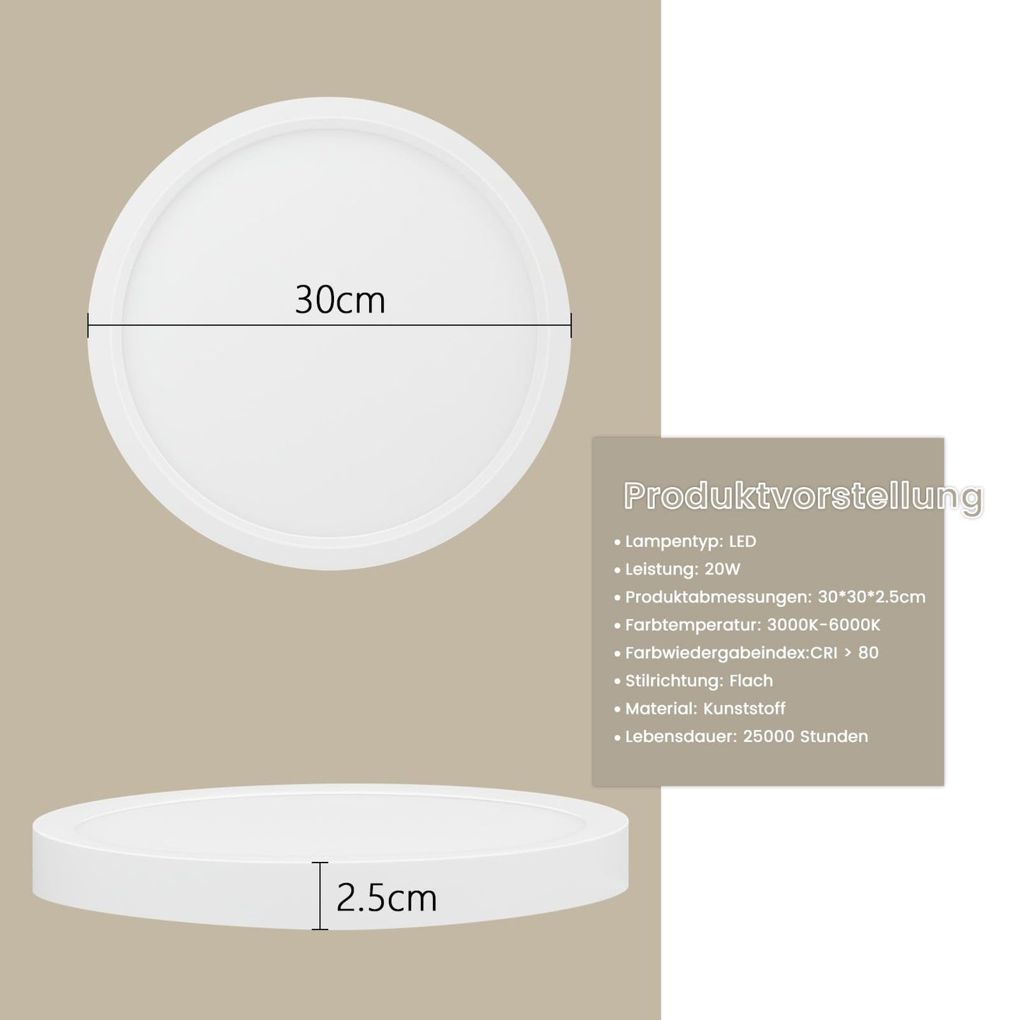 ZMH Deckenlampe LED Deckenleuchte Dimmbar - ?30cm Badezimmerlampe Flach 20W Bad Deckenbeleuchtung mit Fernbedienung Schlafzimmerlampe Rund IP44 Wasserdicht K¨¹chenlampe Wei? f¨¹r Schlafzimmer Wohnzimmer