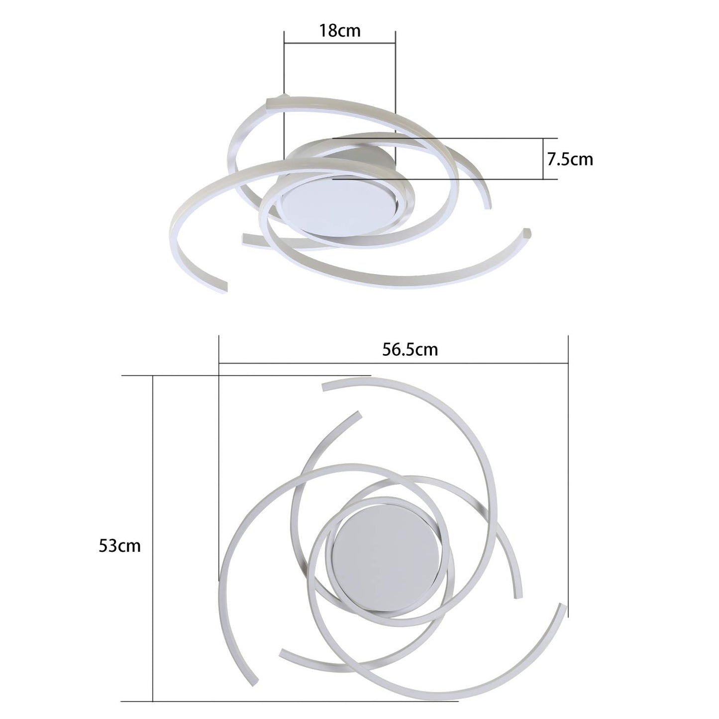 ZMH Deckenleuchte LED Deckenlampe Modern Wohnzimmerlampe Wei? Dimmbar mit Fernbedienung Schlafzimmerlampe 77W Ring Metall Design f¨¹r Esszimmer Schlafzimmer Wohnzimmer B¨¹ro Flur