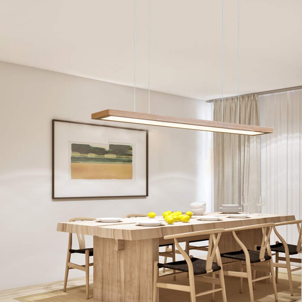 ZMH LED H?ngeleuchte esstisch Pendelleuchte aus Holz dimmbar 35W mit den Fernbedienung pendellampe h?henverstellbar H?ngelampe esszimmer, Arbeitszimmer, Wohnzimmer, K¨¹che