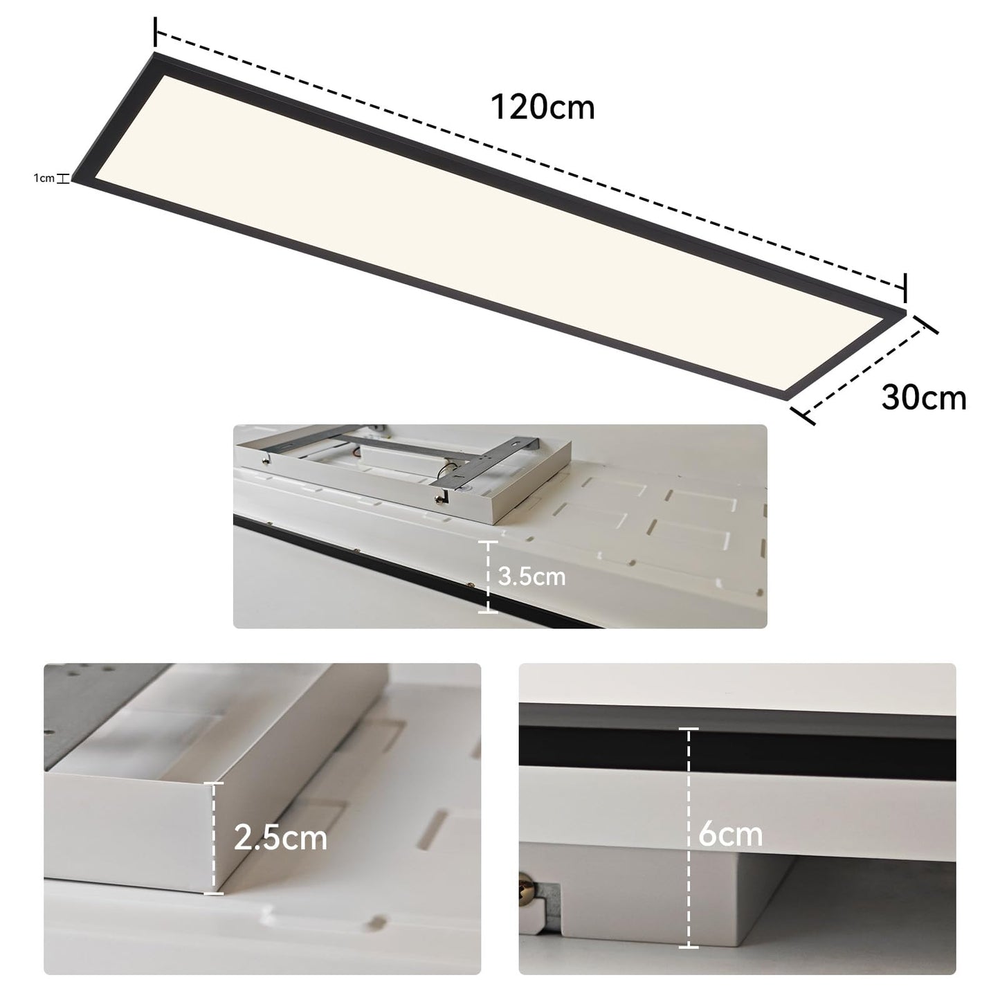 ZMH Deckenlampe Led Deckenleuchte Panel - Wohnzimmerlampe 120x30 cm K¡§1chenlampe Schwarz Modern 42W Schlafzimmerlampe Neutralwei? B¡§1ro Deckenbeleuchtung B¡§1roleuchte f¡§1r Wohnzimmer K¡§1che Schlafzimmer