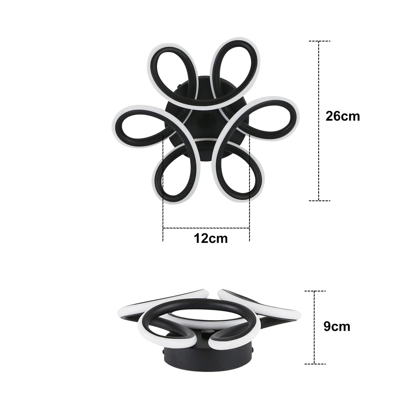 ZMH Deckenlampe LED Deckenleuchte Schwarz Klein Flurlampe 17W K¨¹chenlampe Modern Warmwei? Schlafzimmerlampe 3000K Geometrie Design Lampe f¨¹r Flur Eingang Schlafzimmer Wohnzimmer K¨¹che Studio