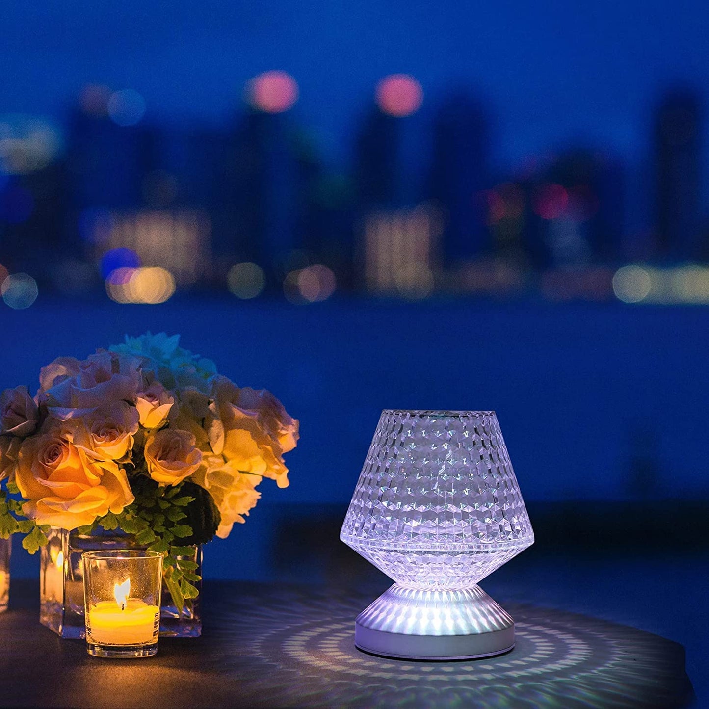 ZMH Tischlampe Kabellos LED Nachttischlampe touch - Kristall Lampe akku Tischleuchte dimmbar 16 Farben Nachttischleuchte batteriebetrieben mit Fernbedienung f¨¹r Wohnzimmer Valentinstag Deko 1 St¨¹ck