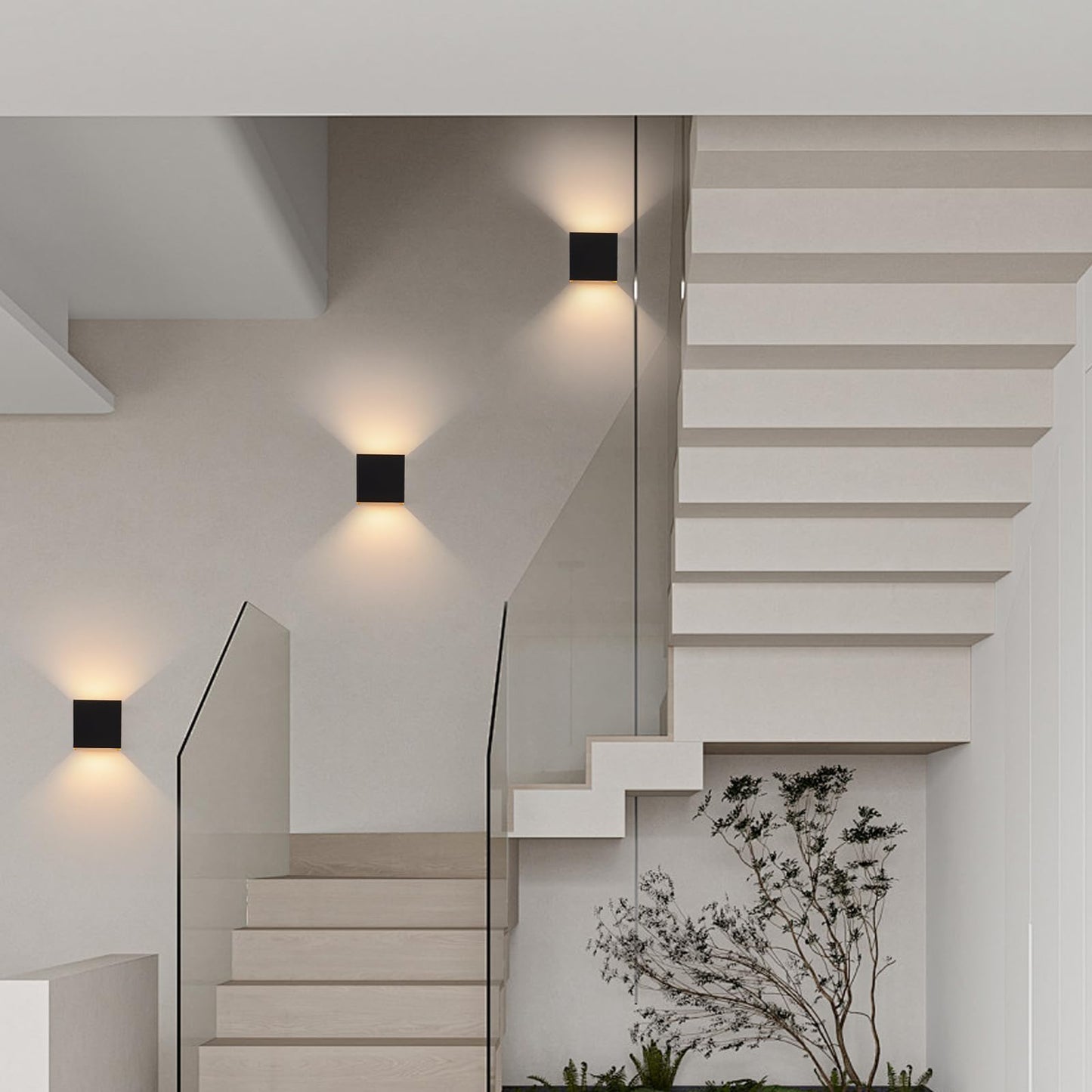 ZMH LED Wandleuchte innen Wandlampe au?en: Au?enwandleuchten Schwarz Gold Up Down Leuchten Aussen 5W IP65 Au?enlampe Warmwei? eckig Aussenlampe Wand Au?enleuchte Wandstrahler f¨¹r Yard Garten