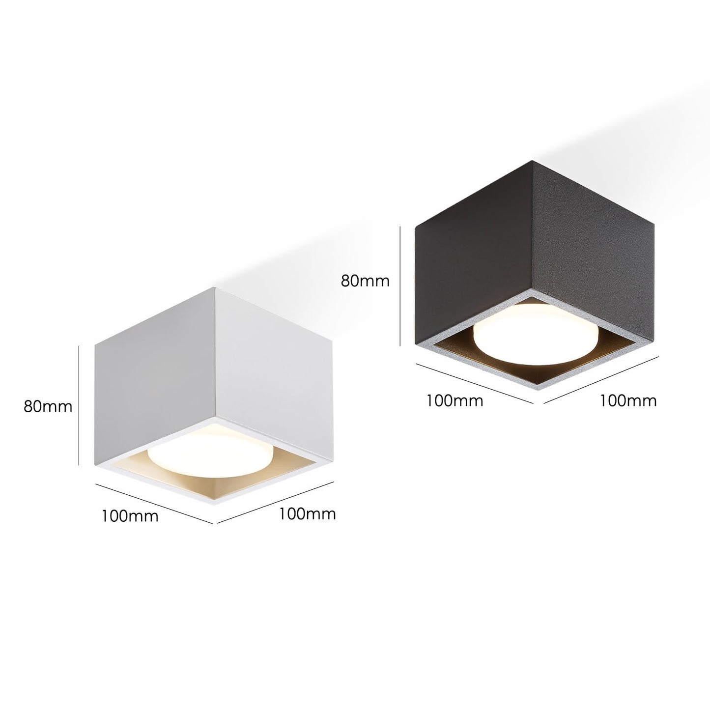 ZMH Deckenspots LED Schwarz Aufbauspot - Spots Deckenleuchte Aufputz inklusive LED Warmwei? GX53 5W Deckenstrahler Eckig Aufbaustrahler Schwenkbar f¨¹r K¨¹che Wohnzimmer Esszimmer Korridor Flur