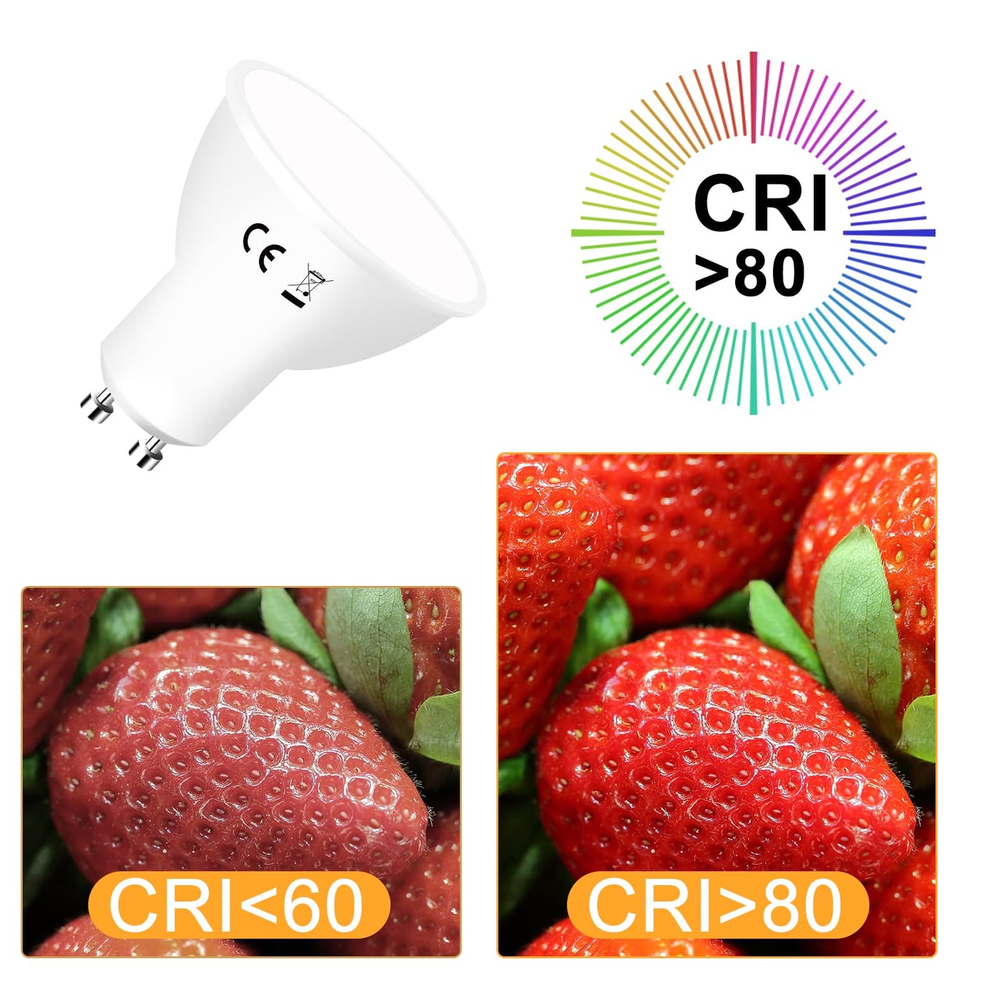 ZMH GU10 LED Kaltweiss 6W Leuchtmittel Lampe Ersetzt 60W Gl¨¹hbirne 5000K Energiesparlampe Abstrahlwinkel 110¡ã Spot Nicht Dimmbar Reflektor Birne Gl¨¹hlampen Strahler Spot LED GU10 10 pack