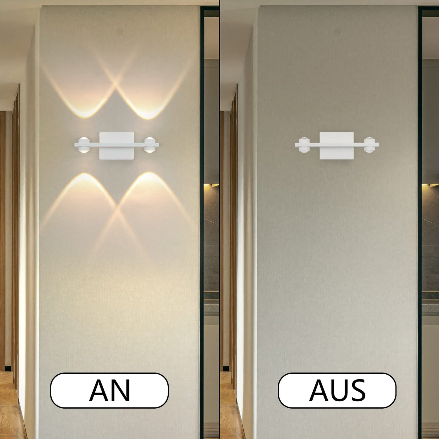 ZMH LED Wandleuchte innen Wandlampe Wohnzimmer - 5W Modern wei? Flurlampe Wandbeleuchtung 3000K Warmwei? Up Down Wandlicht Spot aus Metall Wanddeko Nachtlampe f¨¹r Treppenhaus Schlafzimmer Kinderzimmer