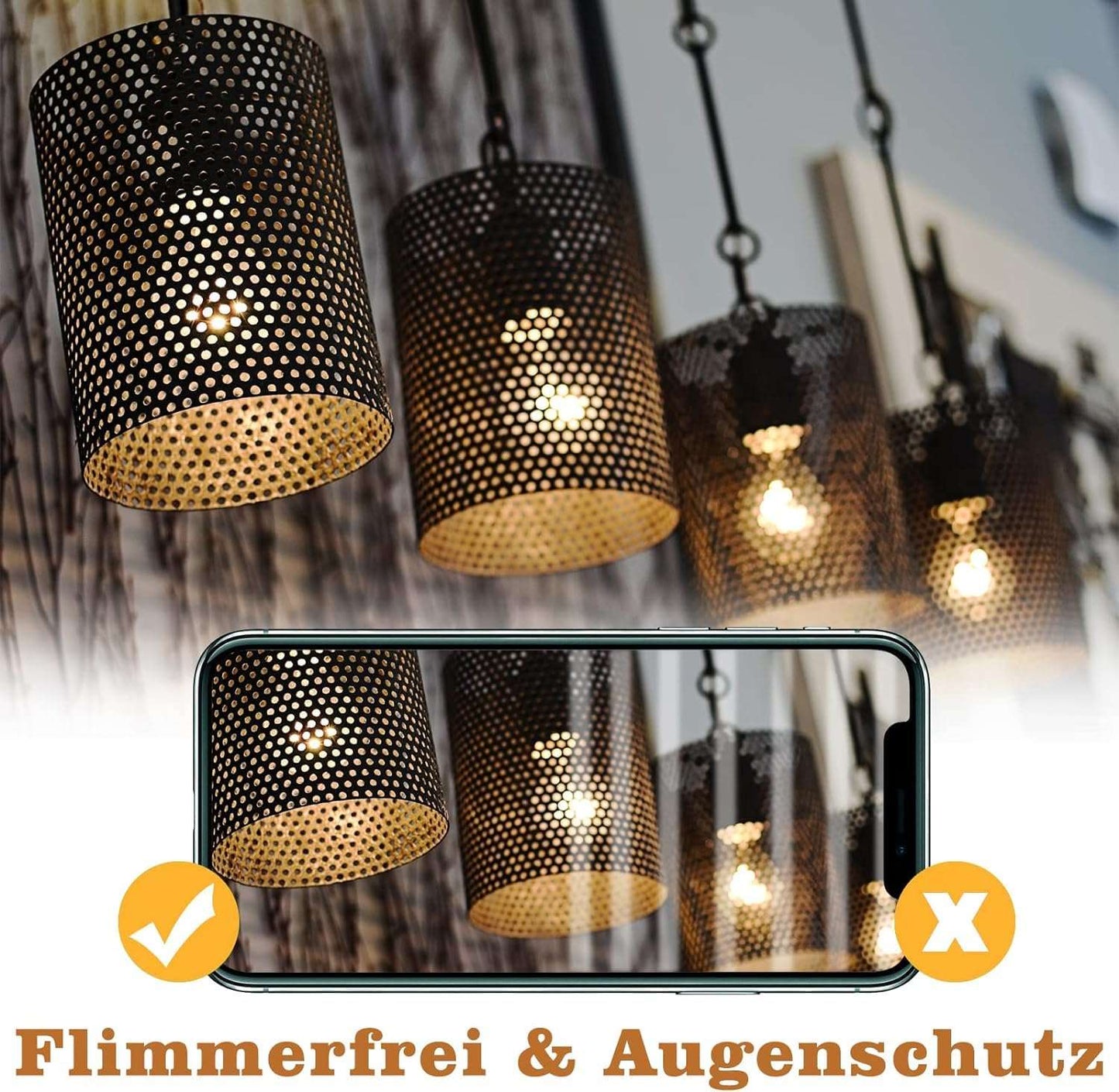 ZMH 6¡Á LED E27 Gl¨¹hbirne: A60 Warmweiss Lampe Vintage Leuchtmittel 4W 2700K Edison Gl¨¹hlampe Retro Filament Birnen Bulb Energiesparlampe f¨¹r Haus Caf¨¦ Bar nicht Dimmbar