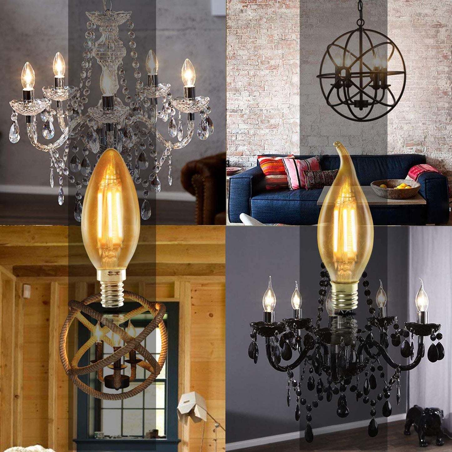 ZMH 6 St¨¹ck LED E14 Gl¨¹hbirne Leuchtmittel: Lampe Warmwei? kerze Birne 4W 2700K Filament Retro Edison Gl¨¹hlampe Vintage Light Weihnachten Bulb Glas Energiesparlampe