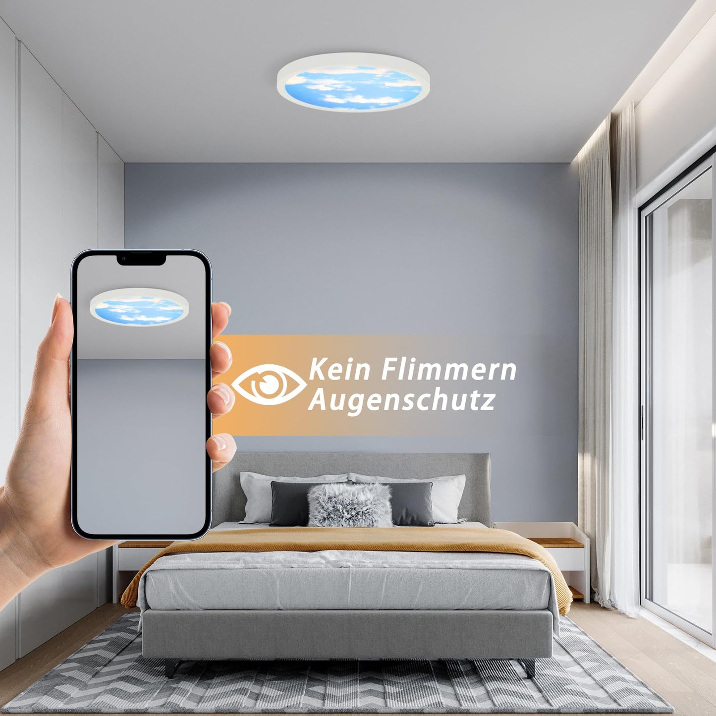 ZMH Deckenlampe LED Deckenleuchte Schlafzimmer - Schlafzimmerlampe Flach ?23cm Badezimmerlampe 4000K Kinderzimmer Badezimmer Deckenbeleuchtung Rund Flurlampe IP44 Badlampe 23W f¨¹r K¨¹che Flur Bad