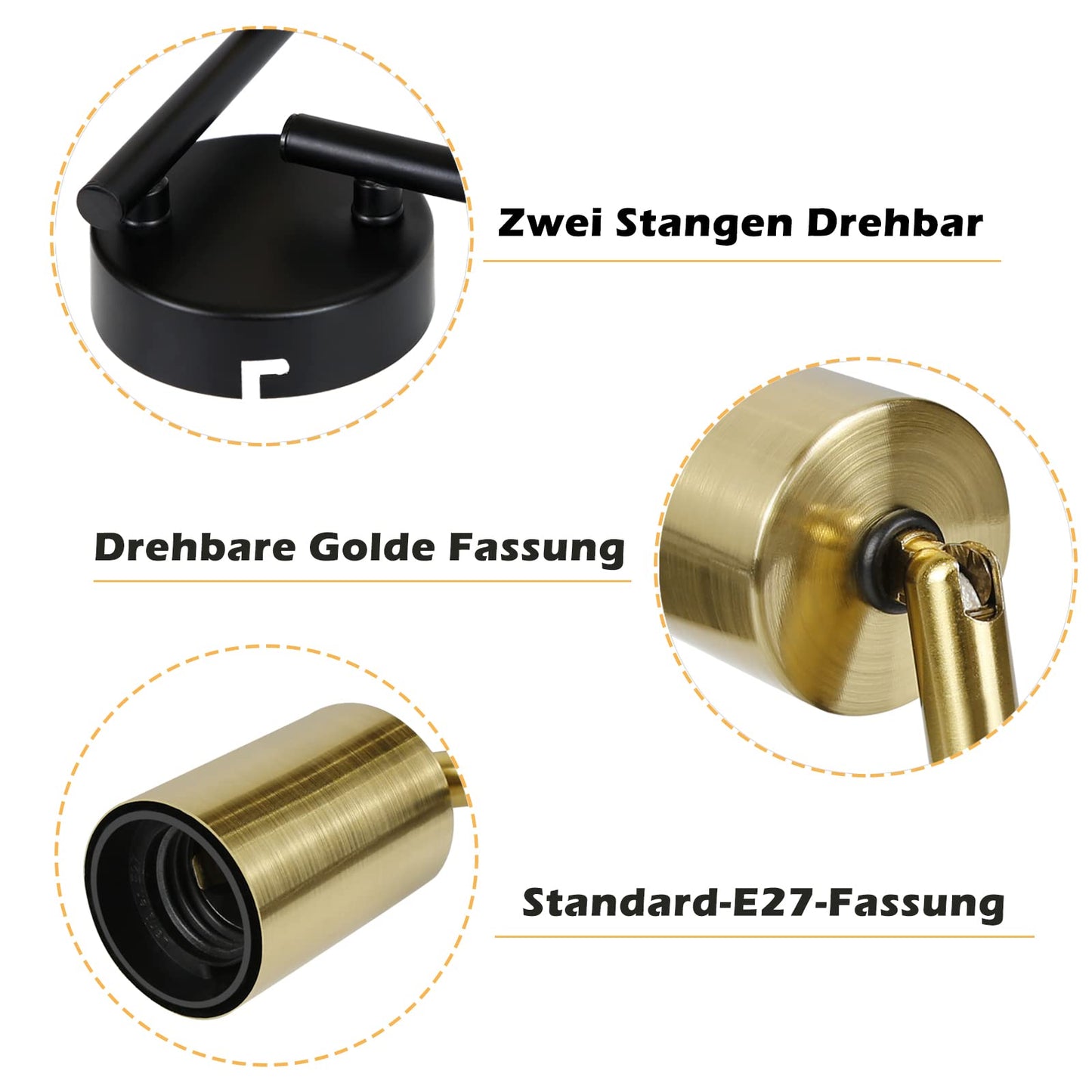 ZMH Deckenleuchte Vintage 4 Flammig Deckenstrahler I E27 Deckenlampe Retro Schwarz-Gold Wohnzimmerlampe Drehbar Modern Deckenspots Industrial f¨¹r Wohnzimmer Schlafzimmer K¨¹che G?nge Esszimmer