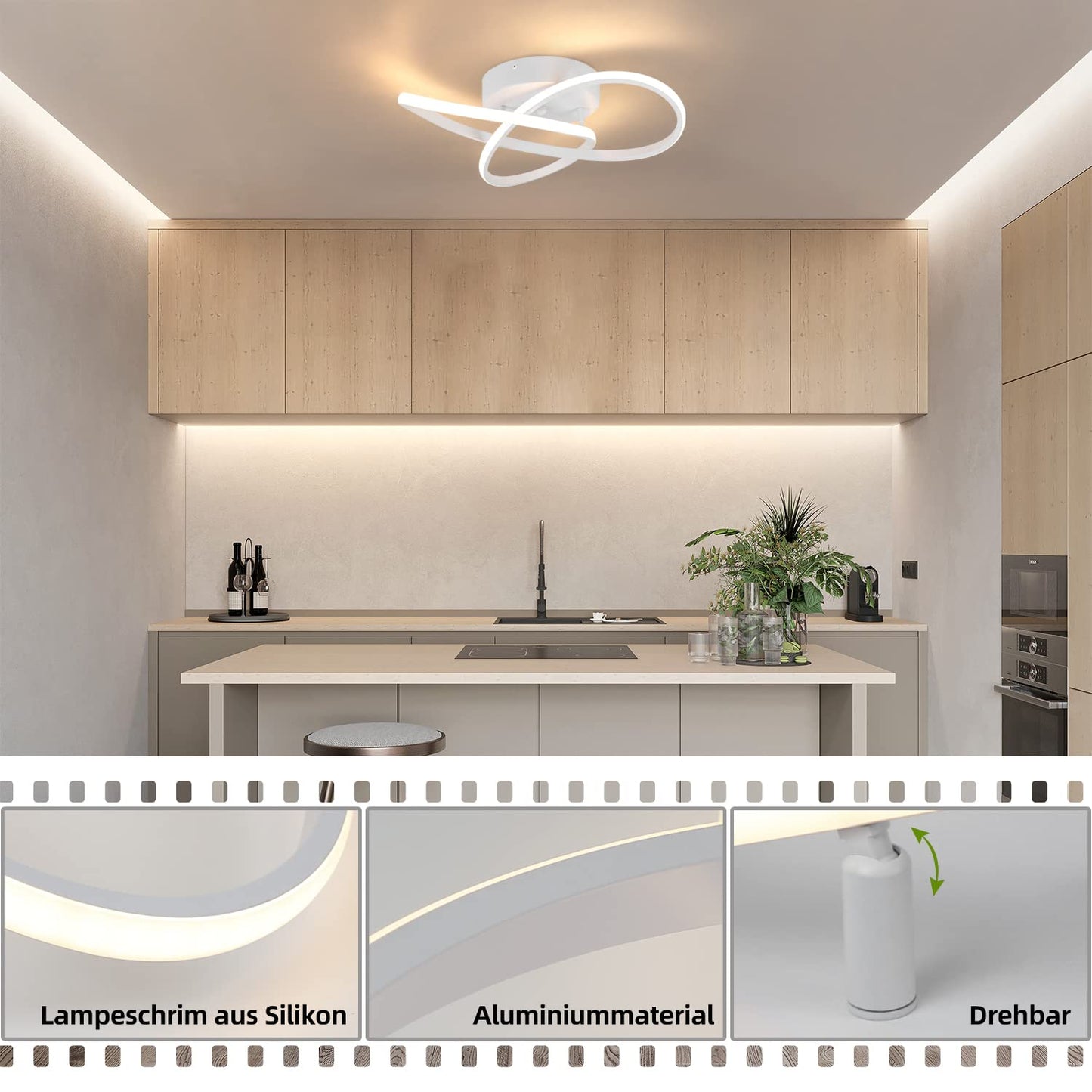 ZMH LED Deckenlampe Dimmbar Deckenleuchte - 33W Schlafzimmerlampe Modern mit Fernbedienung Wohnzimmerlampe Weiss - 40CM Geometrie Design Lampe f¨¹r Wohnzimmer Schlafzimmer K¨¹che Flur Studio